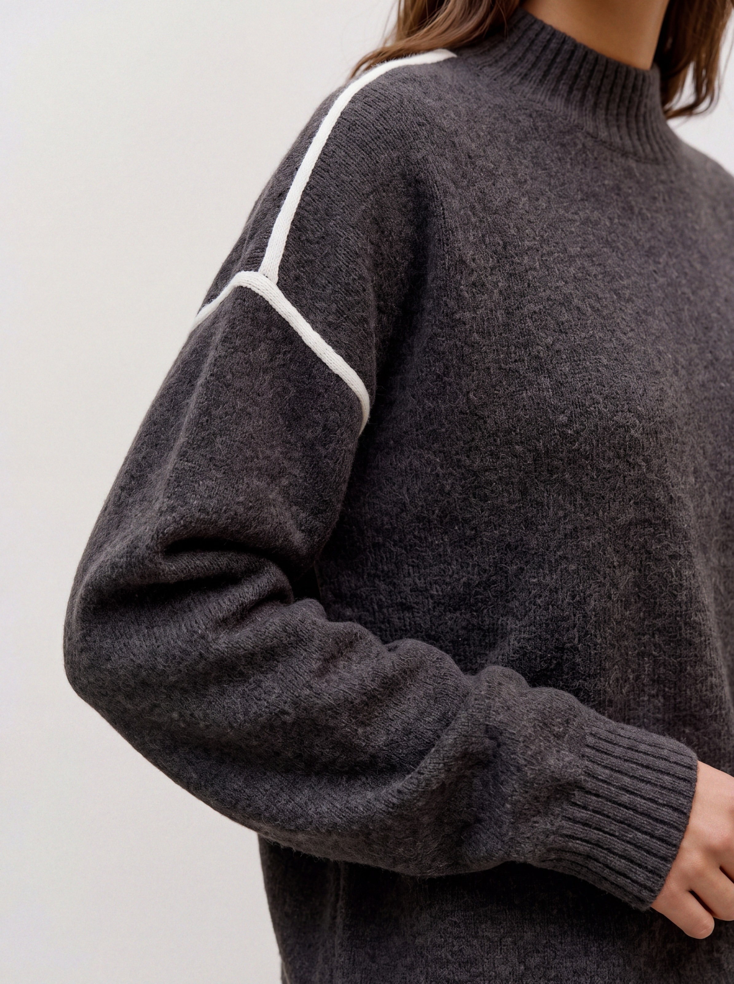 Vero Moda Pull en tricot »VMBOOM LS HIGHNECK PIPING PULLOVER NOOS« mélange de matériaux