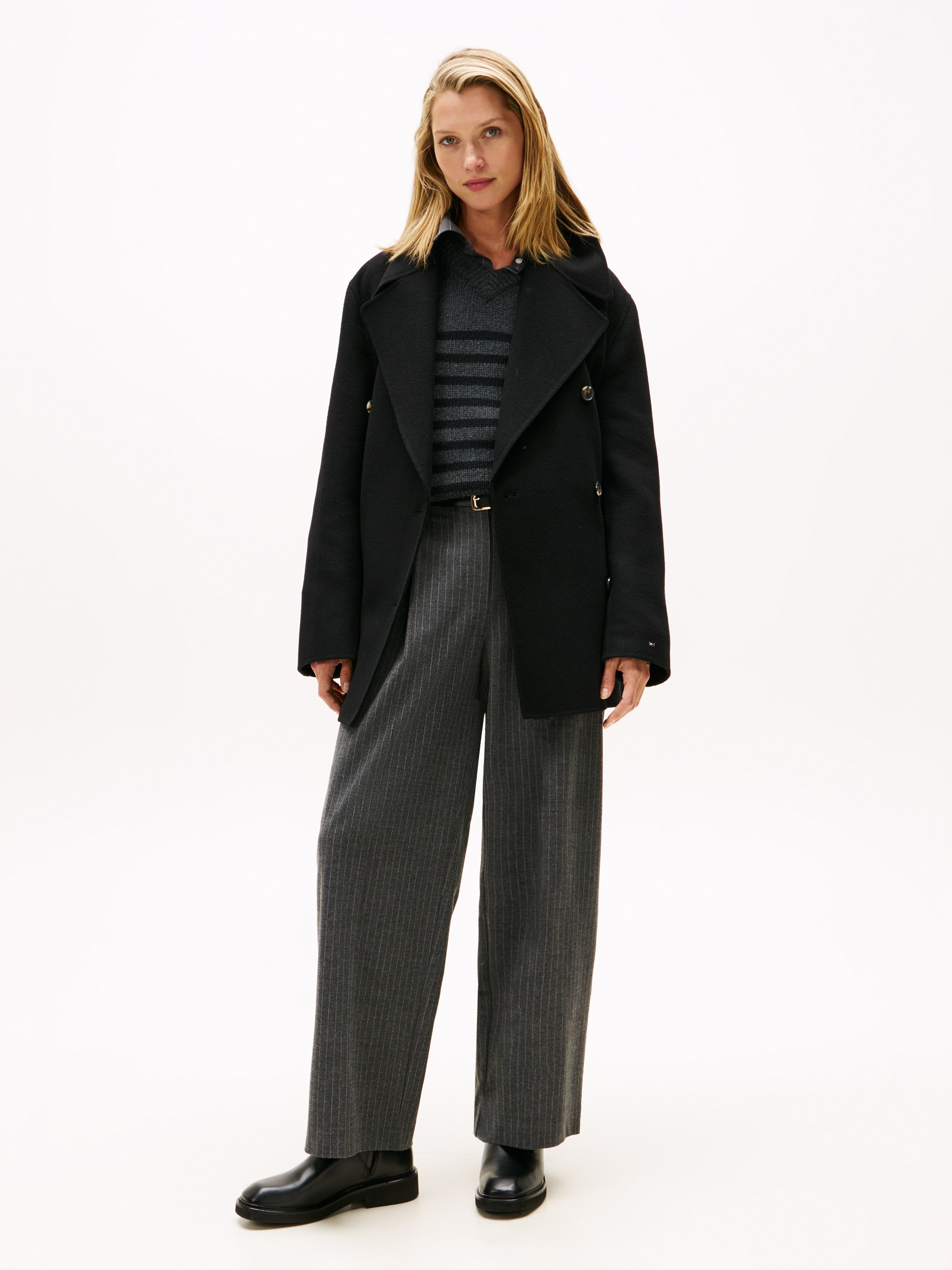 Tommy Hilfiger Kurzmantel »DF WOOL BLEND REG PEACOAT«, aus reiner Wolle