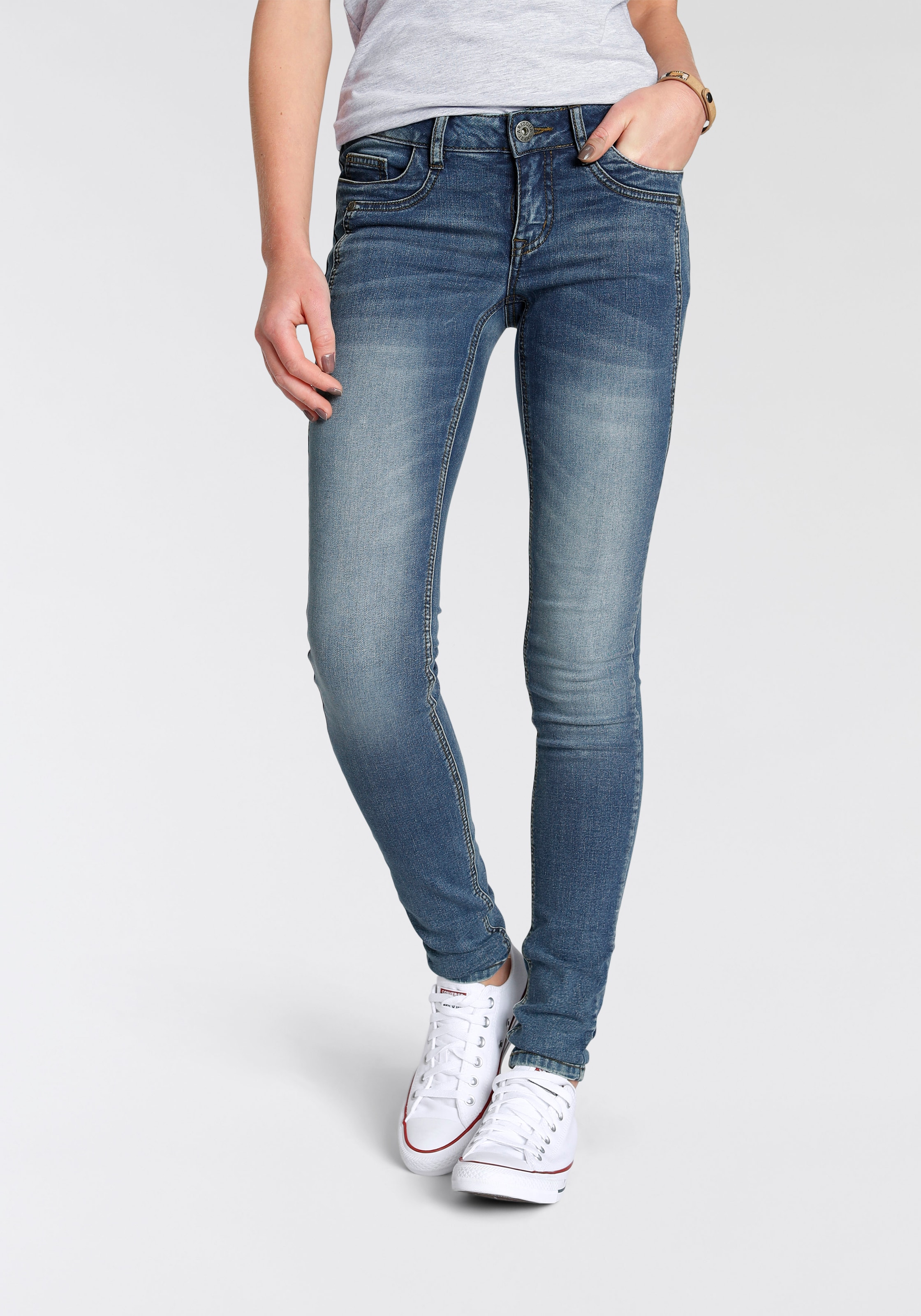 Skinny-fit-Jeans »mit Keileinsätzen«, Low Waist