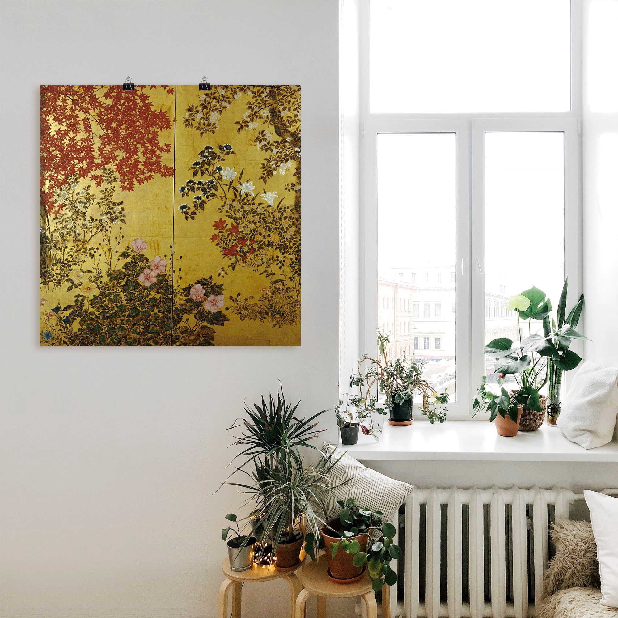 Artland Wandbild »Japanischer Wandschirm 18. Jahrhundert« Pflanzen 1 Stk. tlg. als Leinwandbild, Poster in verschied. Grössen