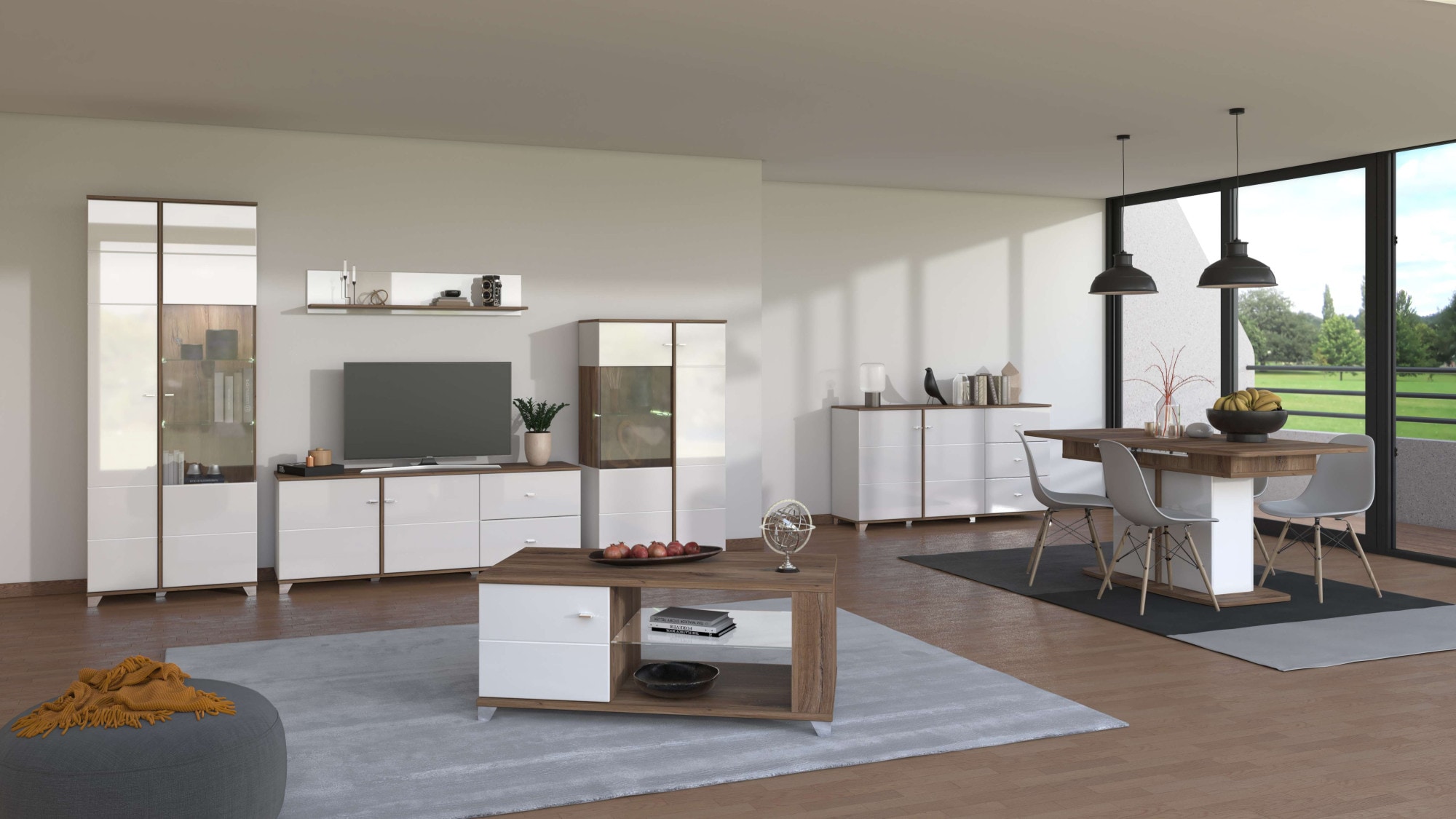 INOSIGN Vitrine »Burgundy Vitrinenschrank, Standvitrine, Showcase« Hochglanzfronten, Glastür, Komplettes Innenleben