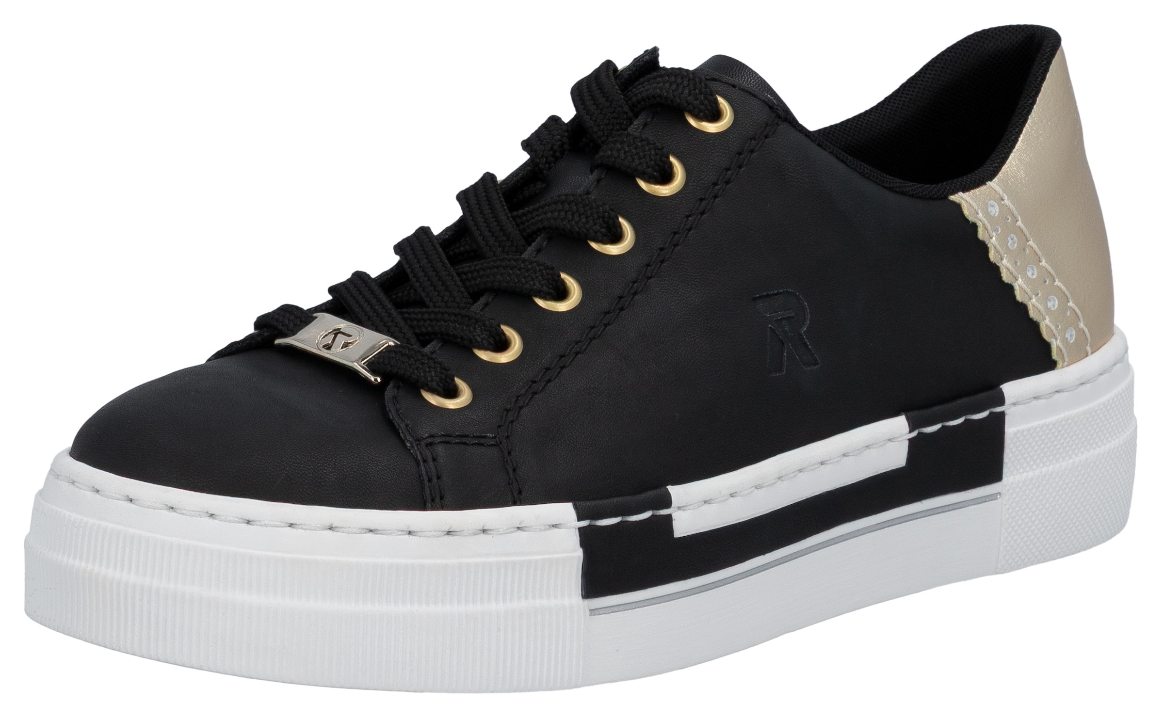 Image of Rieker Plateausneaker mit Metallic-Fersenkappe, Freizeitschuh, Halbschuh, Schnürschuh