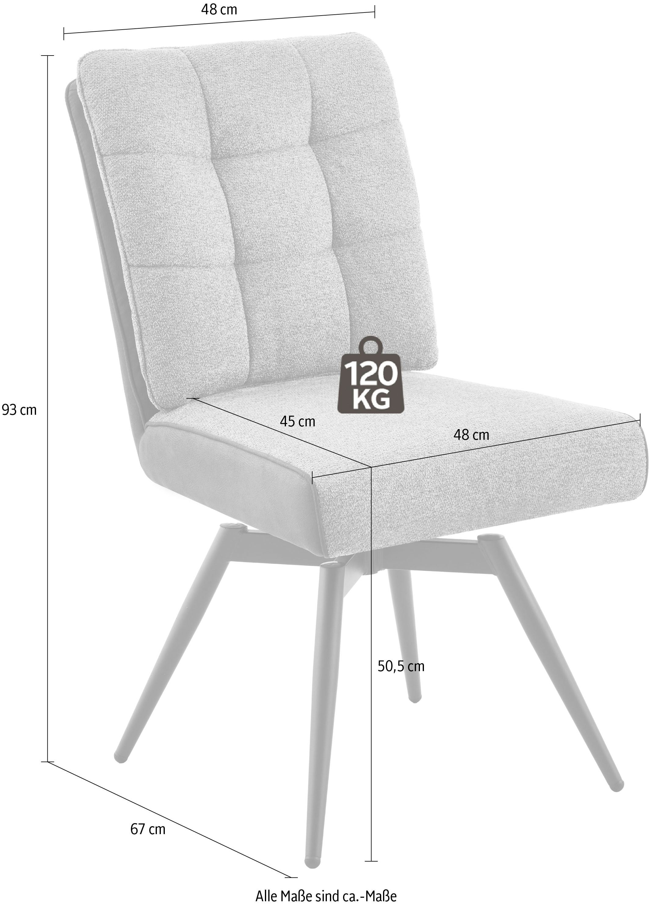 HELA 4-Fussstuhl »TOMAR« () 2 Stk.XL Sitzbreite, 360° drehbar, mit Federkorb, Materialkombi