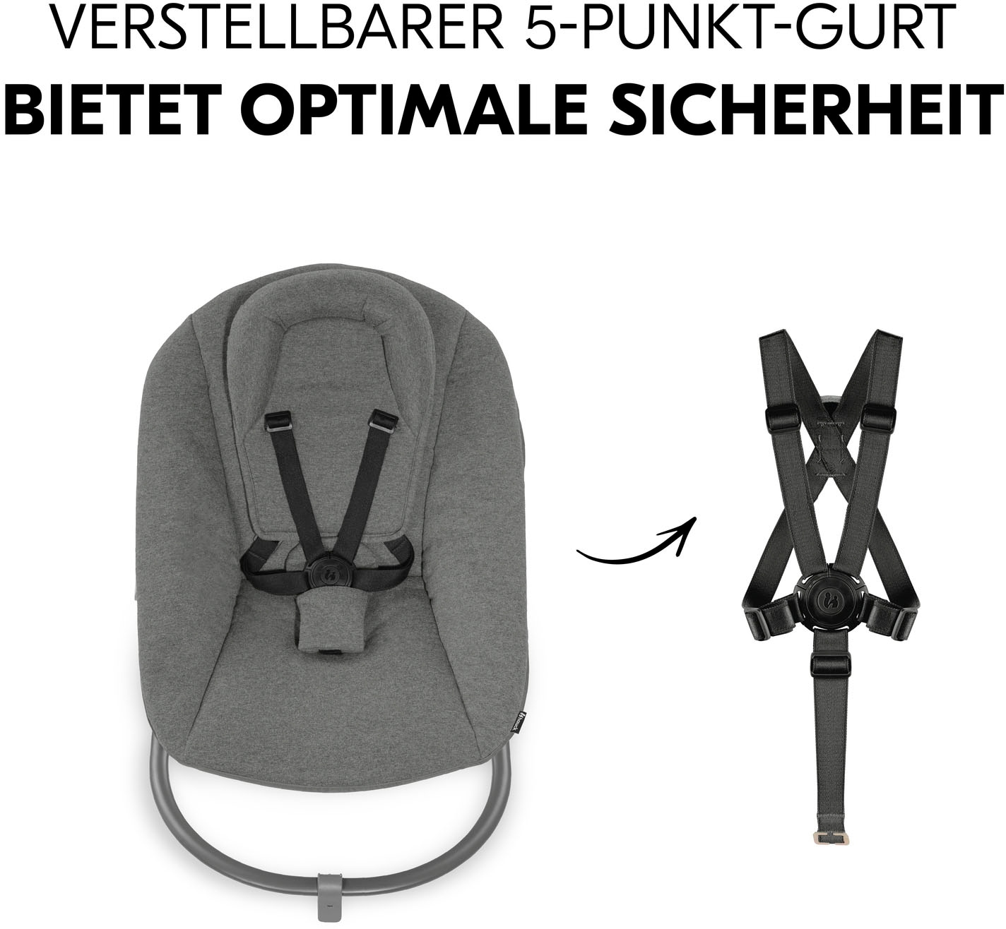 Hauck Babywippe »Alpha Bouncer Premium, Dark Grey« bis 9 kg für Neugeborene mit Wippgestell, für Hochstuhl Alpha+ und Beta+