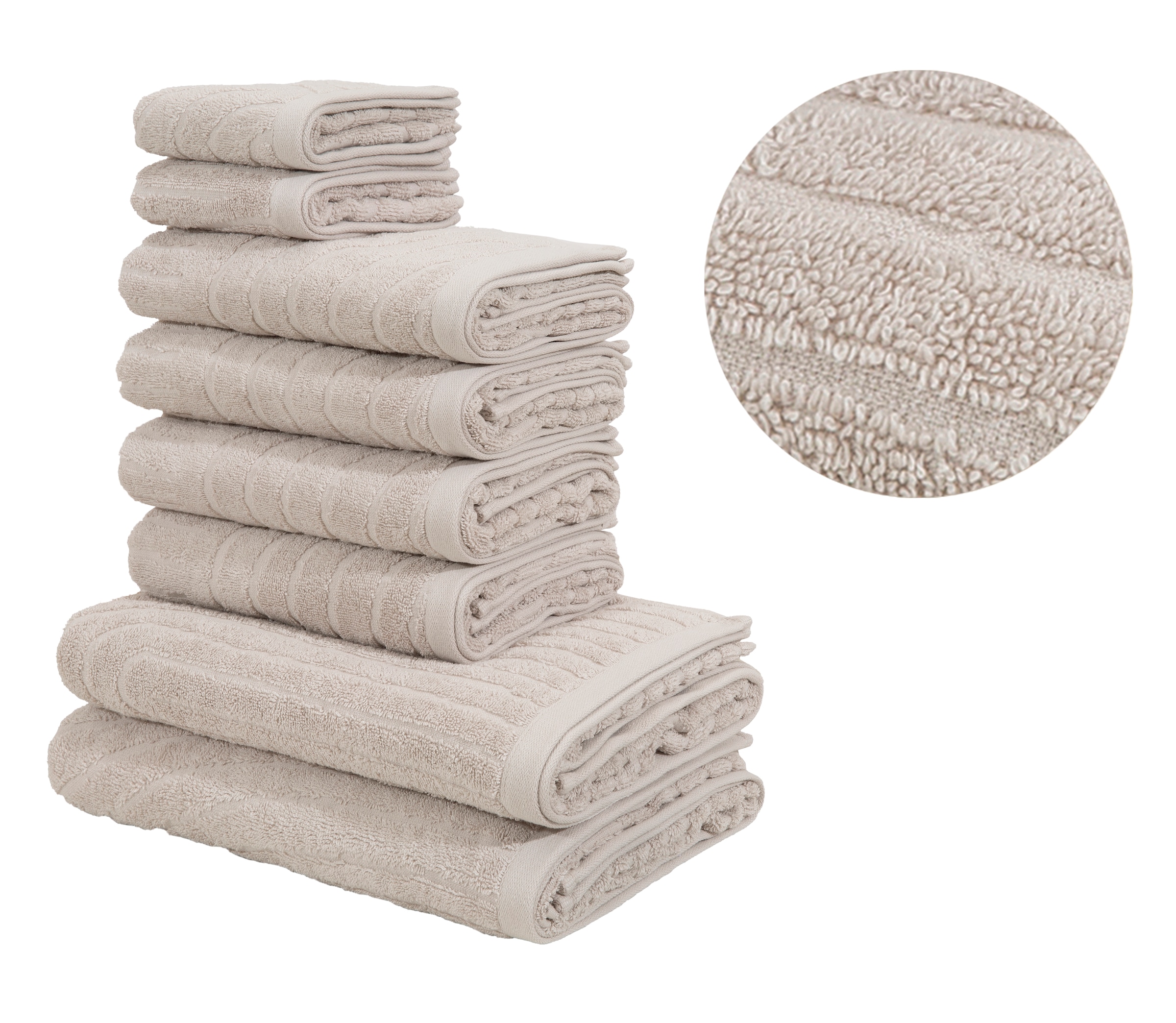 GOODproduct Set de serviettes »Handtuchset Ognon, Duschtücher, Handtücher, Gästetücher, Zen« Ensemble 8 Frottee mit Muster, Scandi, Boho, einfarbiges Handtuch-Set 100% Baumwolle