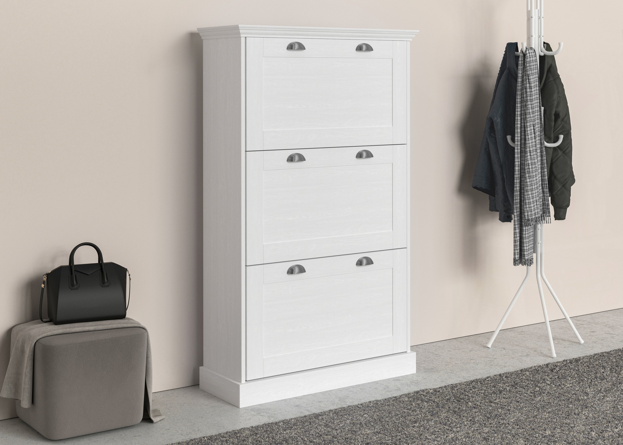 Image of GOODproduct Schuhschrank "Motala" mit 3 Klappen, Platz für 18-20 paar Schuhe, Breite 80 cm, Höhe 132 cm