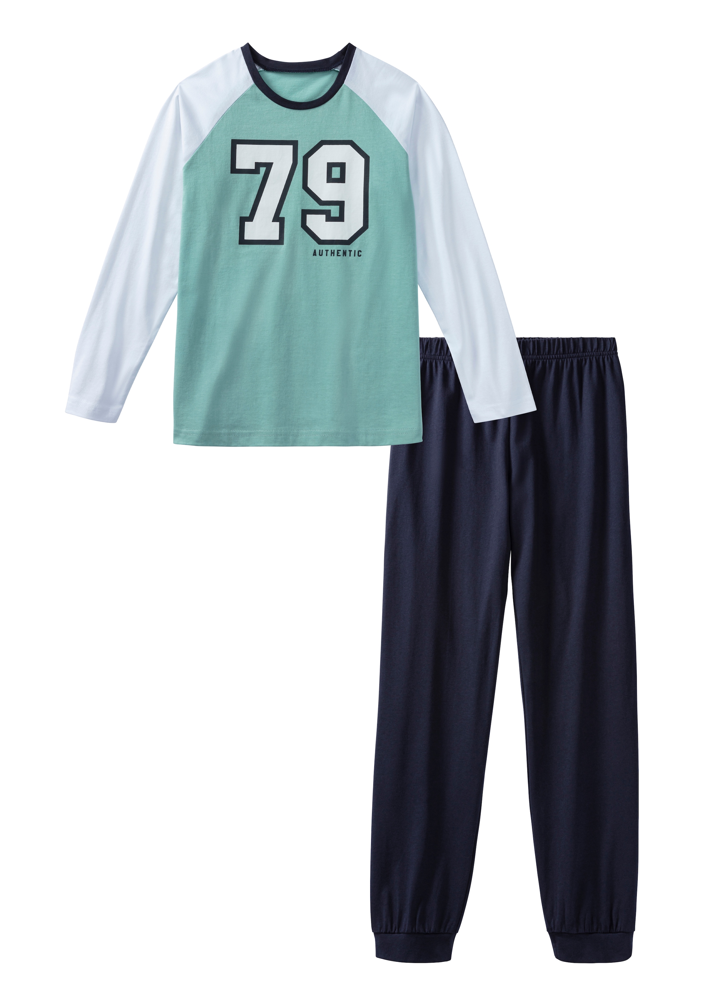 Image of AUTHENTIC LE JOGGER Pyjama 1 Stück, 2 tlg. Schlafanzug mit grossem College-Print vorn