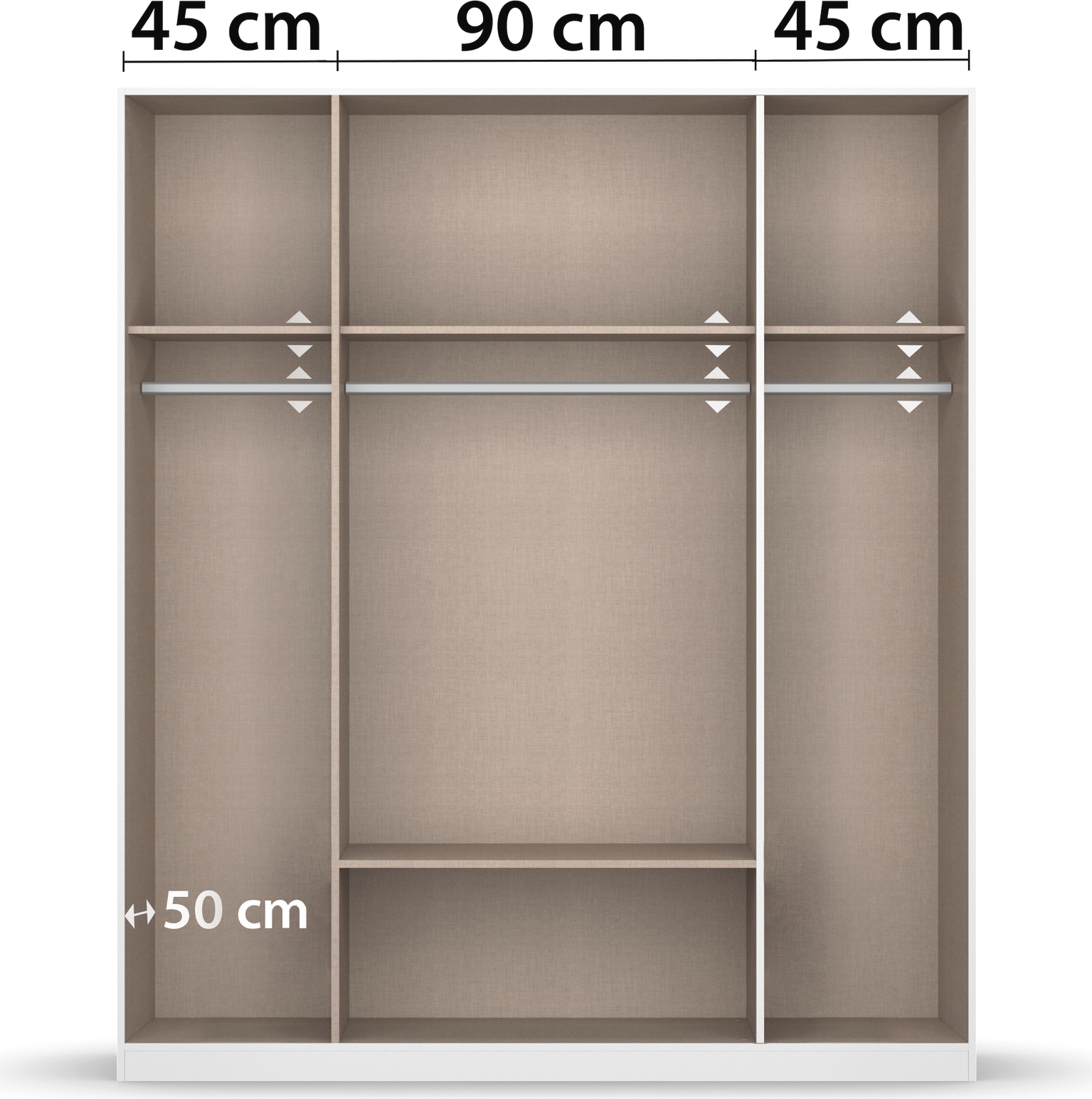 rauch Kleiderschrank »Schrank Garderobe Mehrzweckschrank Schlafzimmer Mietswohnung BARI« mit Schubasten mittig, moderner Griff in Graumetallic MADE IN GERMANY