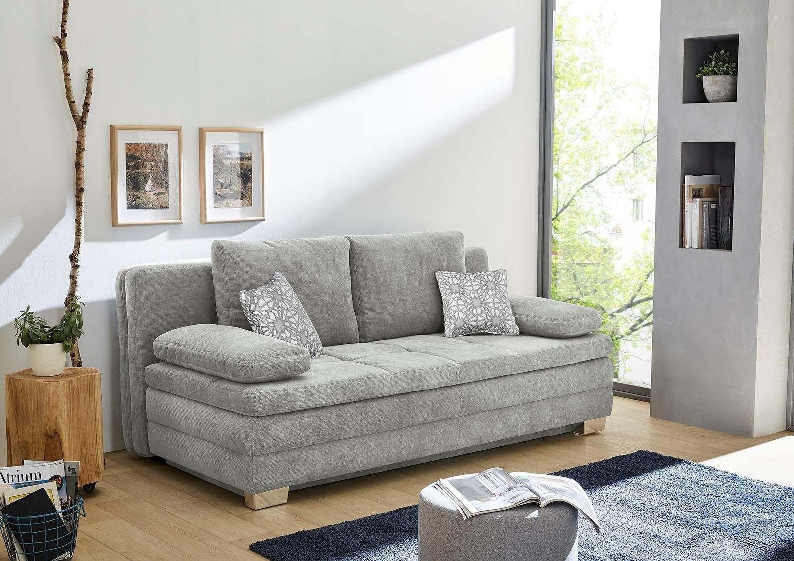 Image of Jockenhöfer Gruppe Schlafsofa "Lincoln, B: 203 cm, Liegefl. 160x203 cm, Dauerschläfer" mit Bettfunktion, Bettkasten, Kaltschaumtopper & 2 Zierkissen