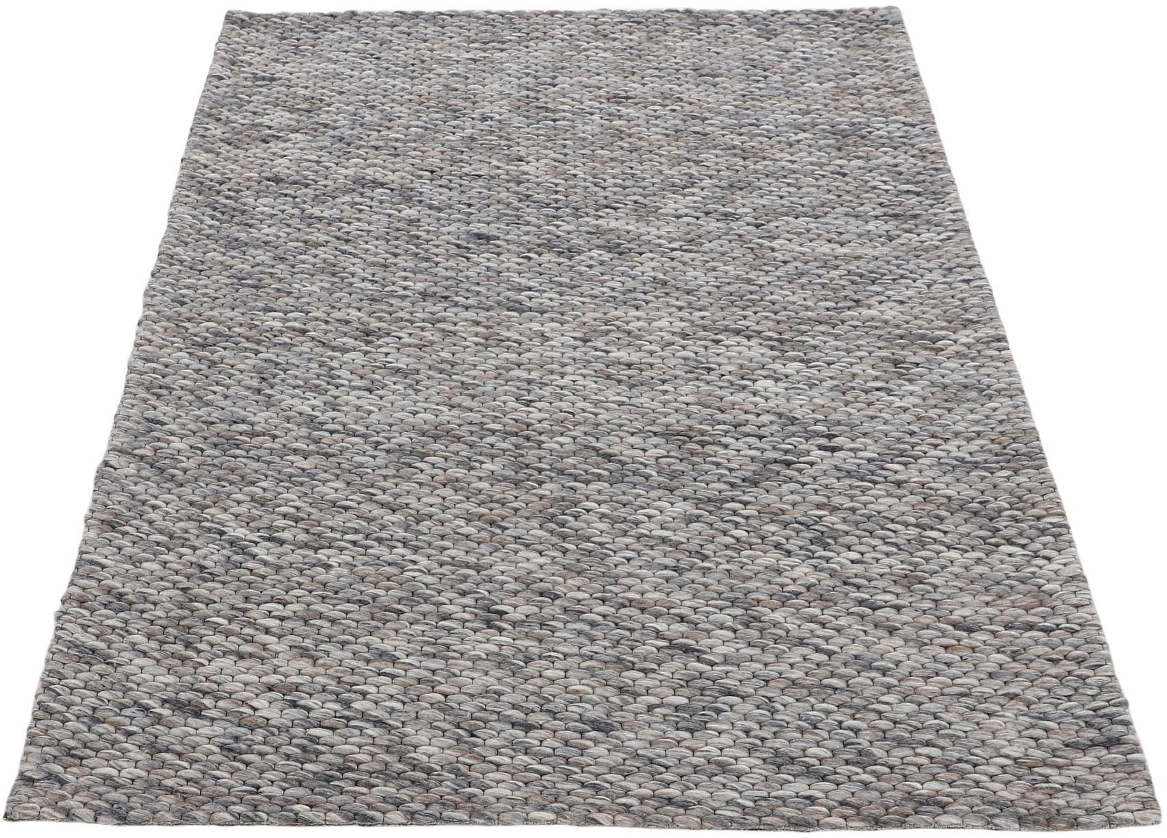carpetfine Wollteppich »Sina,  auch als Läufer«, rechteckig, 14 mm Höhe, Handweb Teppich, reine Wolle, meliert, handgewebt, weich & kuschelig
