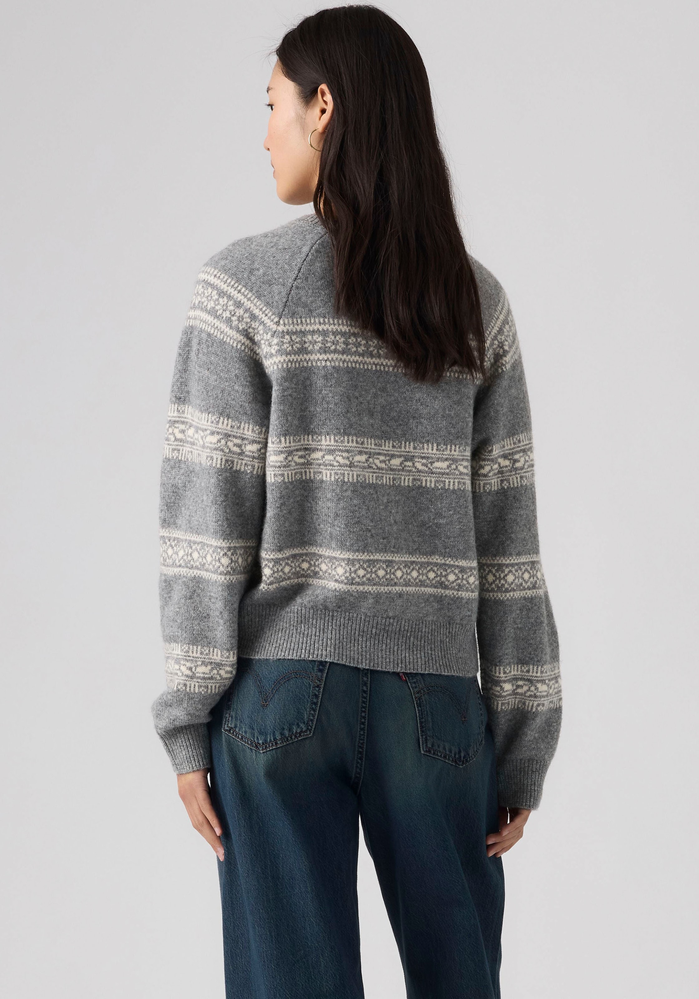 Levi's® Strickpullover »CREWNECK SWEATER« mit femininem Norwegermuster, Materialmix