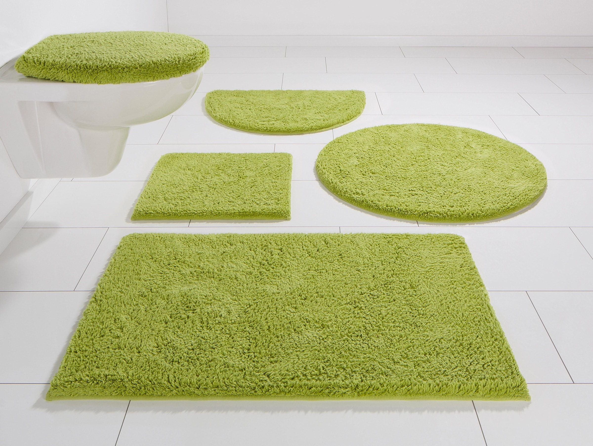 my home Badematte »Maren, Badvorleger, Badezimmer Teppich«, rutschhemmend beschichtet, fussbodenheizungsgeeignet, Bio-Baumwolle, Badteppich, Badematten auch als 3 teiliges Set