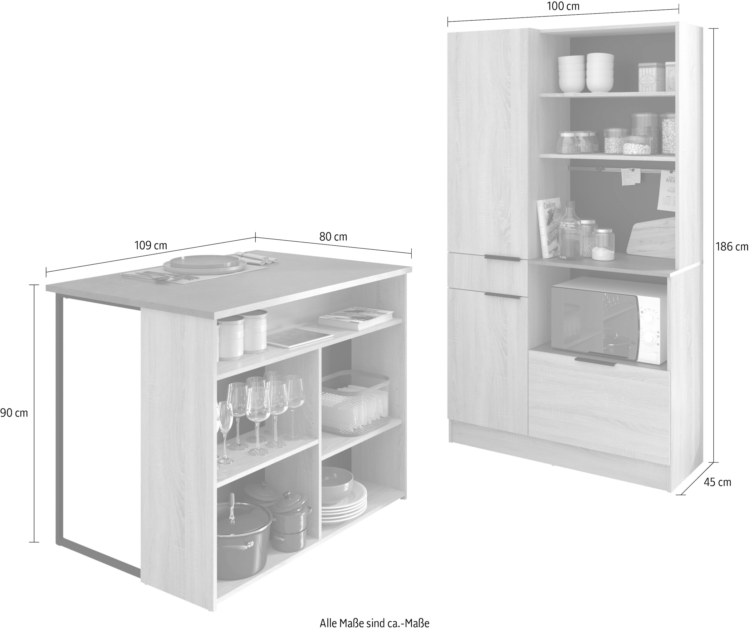 Parisot Schrank-Set »Fumay«, (Set, 2 St.), viel Stauraum, Kabeldurchlass