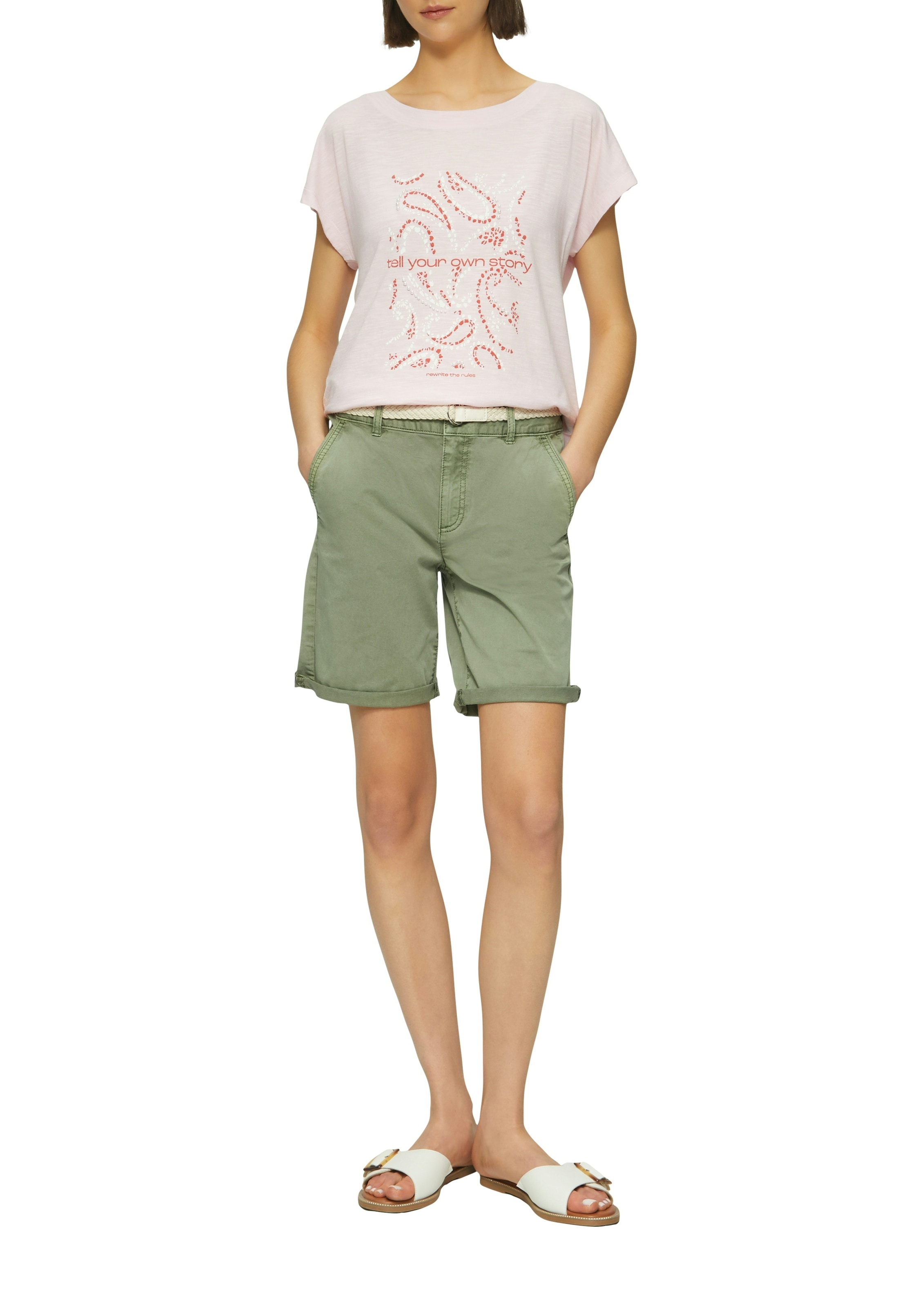 s.Oliver Short en chino  pantalon d’été avec ceinture tressée