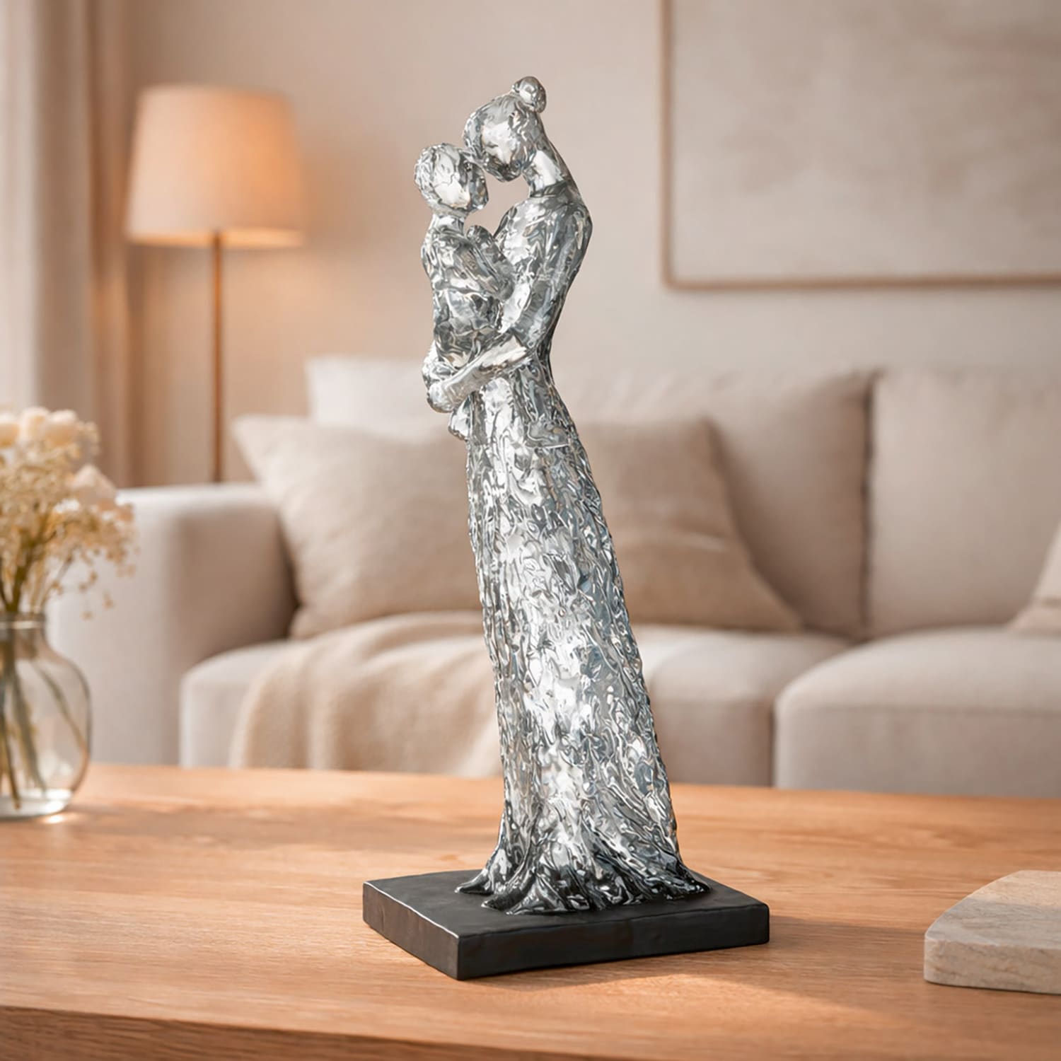 GILDE Sculpture »Skulptur Mutter und Kind schwarz H. 32 cm« Sécurité Amour Émotion Motif familial Figure symbolique