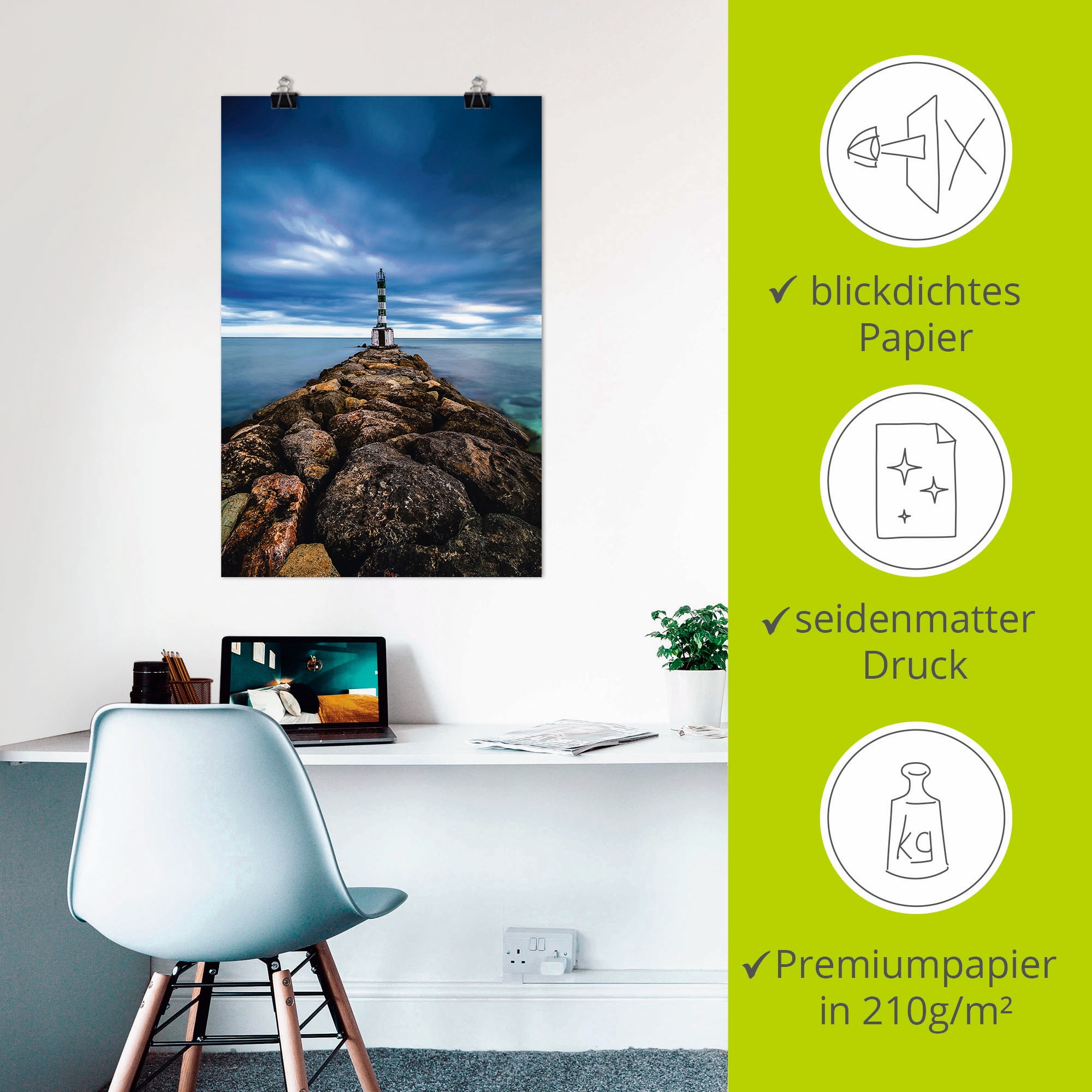 Artland Poster »Leuchtturm am Atlantik«, Küste, (1 St.), als Alubild, Leinwandbild, Wandaufkleber oder Poster in versch. Grössen