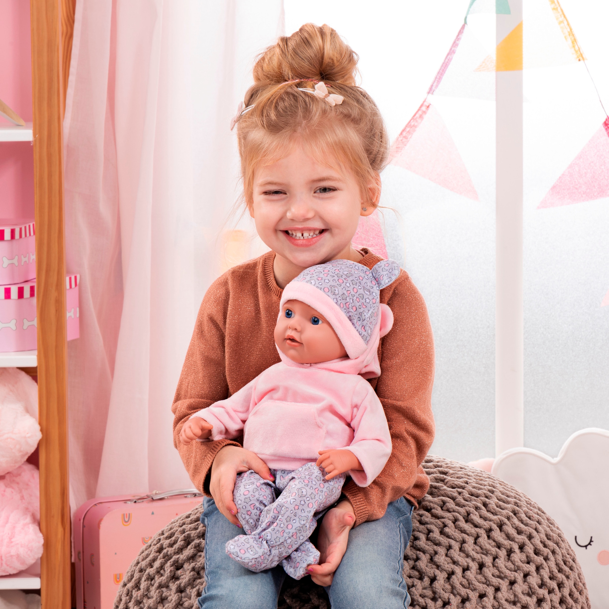 Bayer Babypuppe »Reborn Baby, 38 cm Bärenmuster«