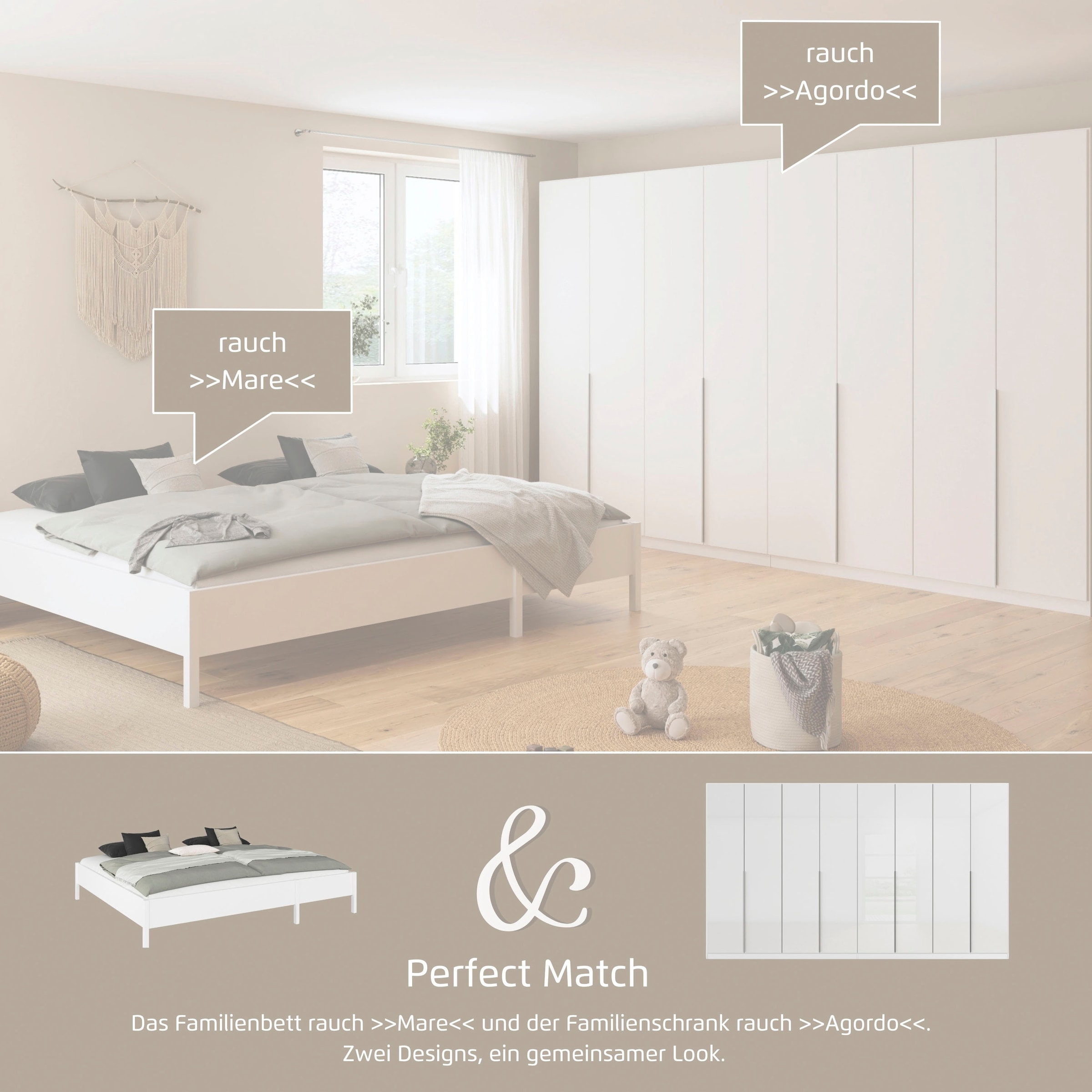 rauch Bett »Familienbett XXL Familiengrösse Ehebett Doppelbett umbaubar« flexible Umbaumöglichkeit in Einzelbetten,  240x200 cm und 270x200 cm - mit oder ohne Kopfteil MADE IN GERMANY