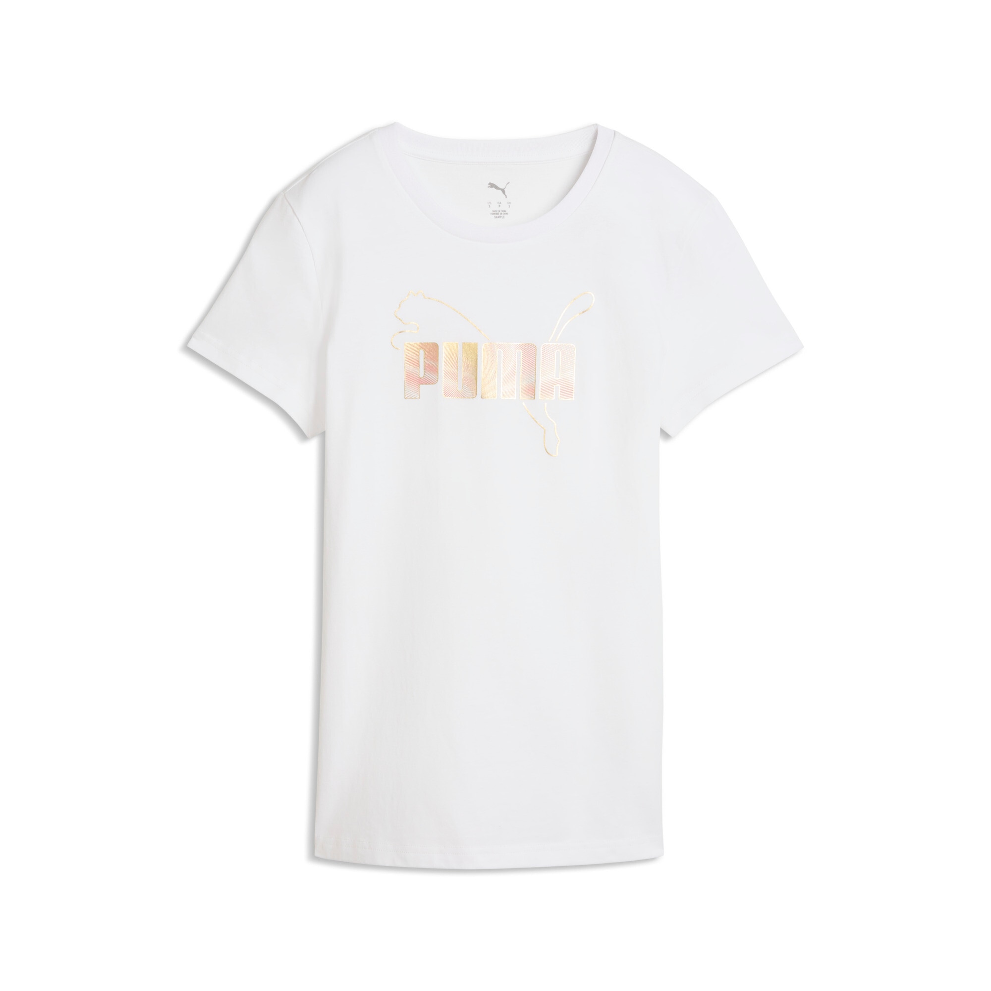 Image of PUMA T-Shirt "ESS LOGO LAB METALLIC TEE" Regular Fit, mit Rundhalsausschnitt, aus Baumwolle