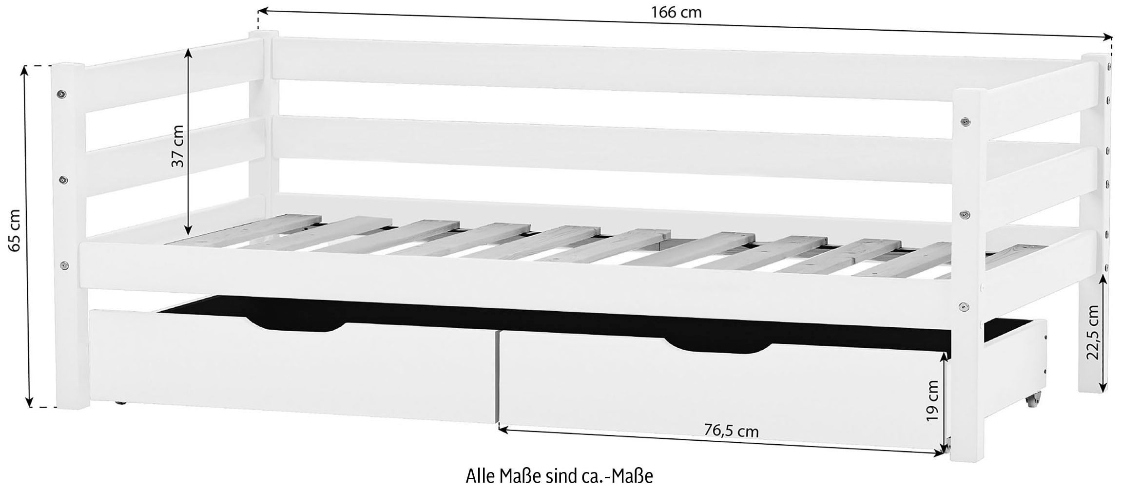 Hoppekids Einzelbett »ECO Comfort Kinderbett, Kiefer Massivholz, Jugendbett inkl. Rollrost«, 70x160 cm, wahlweise in verschieden Farben/ Matratze/ Absturzsicherung