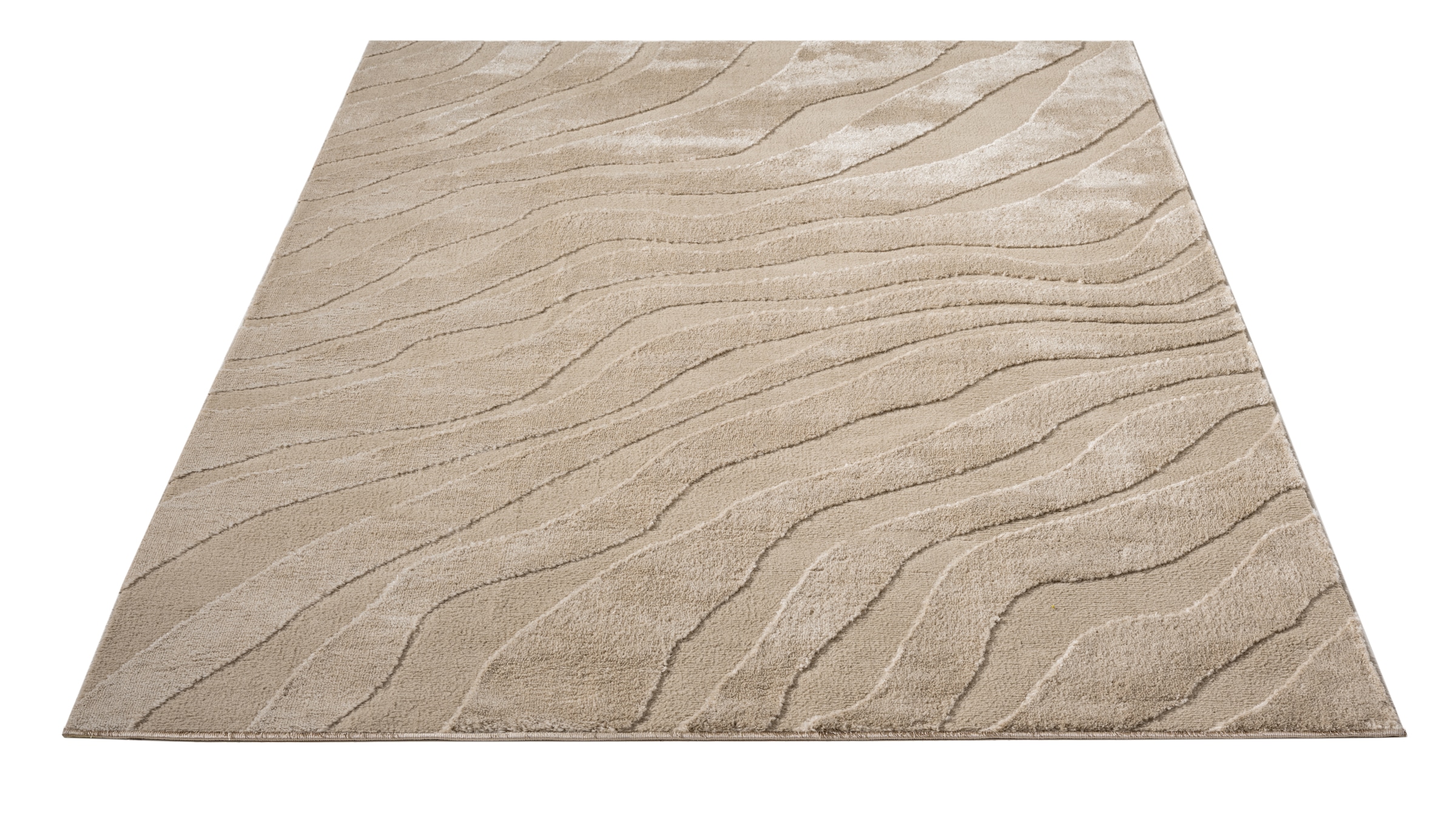 GOODproduct Teppich »Benia, Hoch-Tief-Struktur« rechteckig 19 mm Höhe Wellen-Design, leichter Glanz, modern, Wohnzimmer, Schlafzimmer