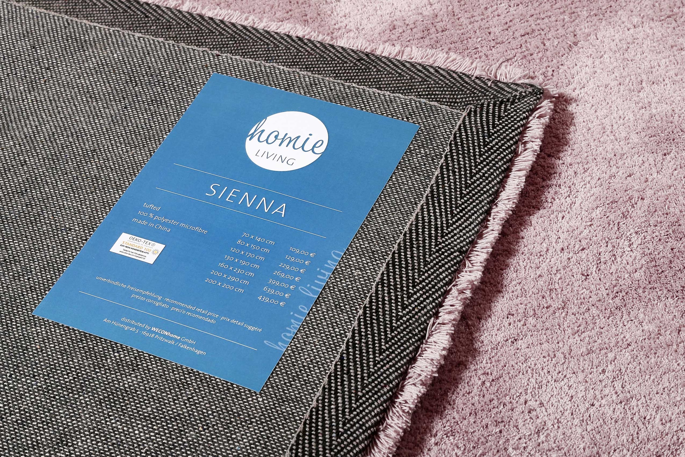 Homie Living Teppich »Sienna« rechteckig 20 mm Höhe Hochflor, Microfaser, uni, weich & kuschelig, Wohnzimmer, Schlafzimmer