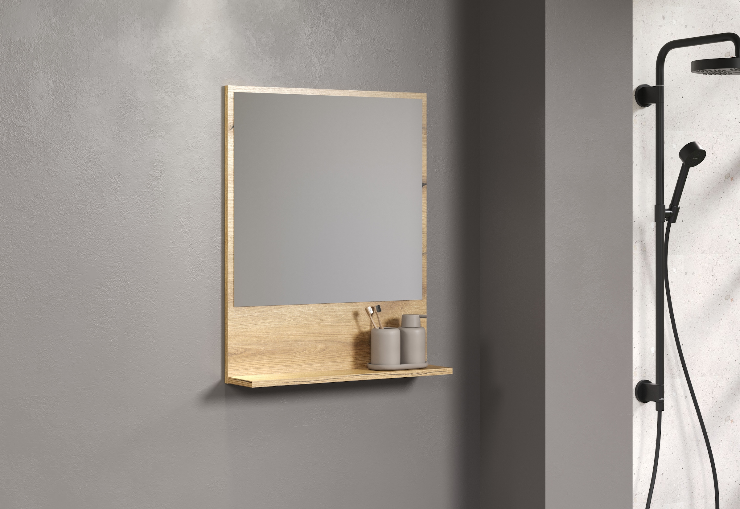 welltime Badspiegel »Amrum«, (1 St.), Eleganter Badezimmerspiegel mit Ablage - Masse (B/T/H) 60-80/14/74 cm