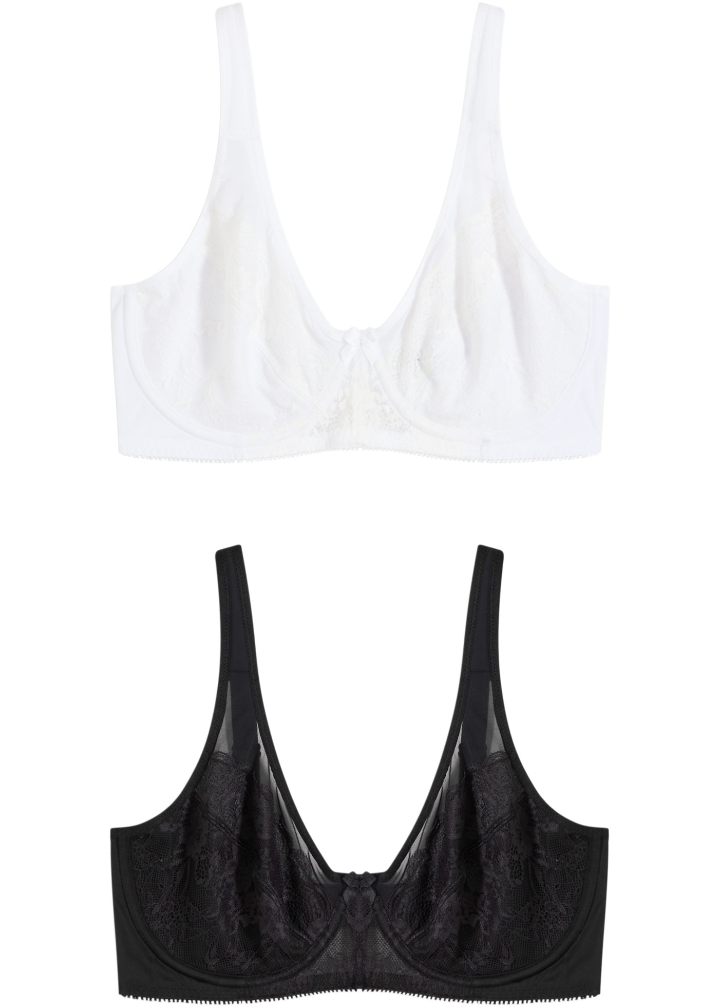 Image of bonprix Minimizer-BH Packung, 2 mit Bügel, mit Spitze und transparenten Details