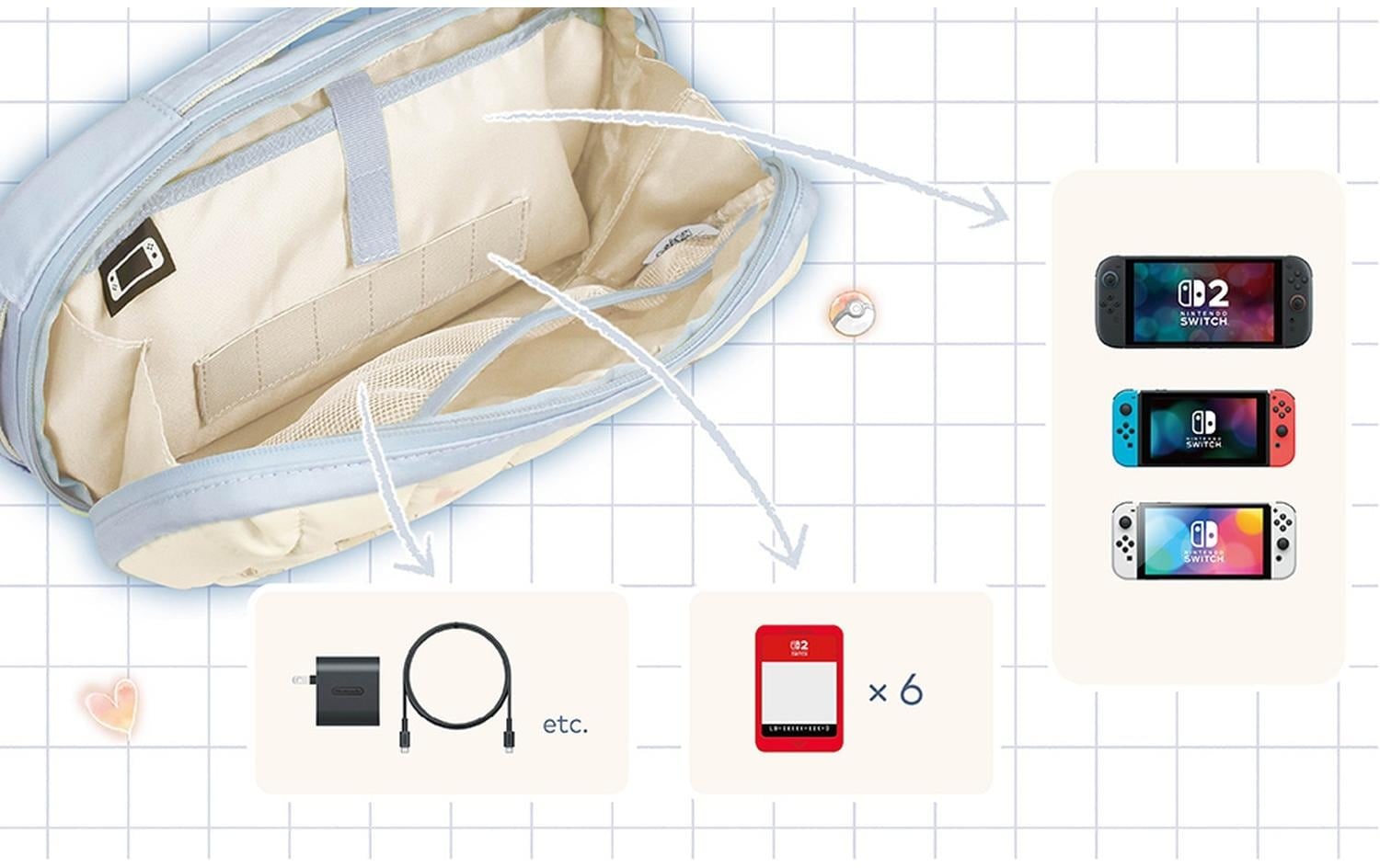 Hori Sac pour console de jeux »Nintendo Switch 2 Tasche Evoli Quilted«