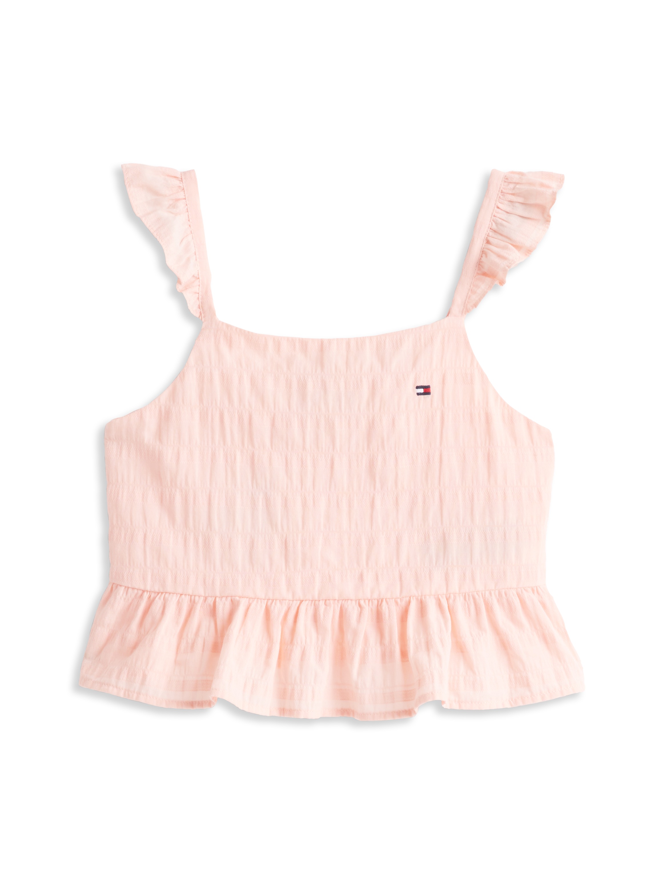 Tommy Hilfiger Trägertop »TEXTURED COTTON TOP SLVLS« mit Stickerei, mit Rüschen