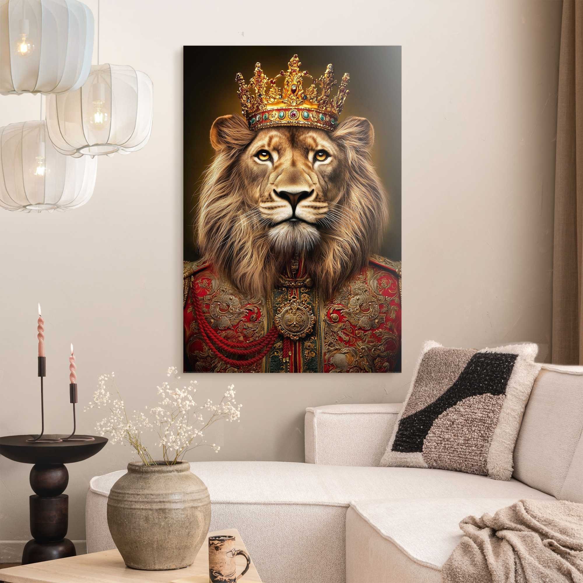 Image of Reinders Deco-Panel "König der Löwen" Tiere 1 Stk. tlg. Wohnzimmer - Rot - MDF - Tiere - 60x90 cm