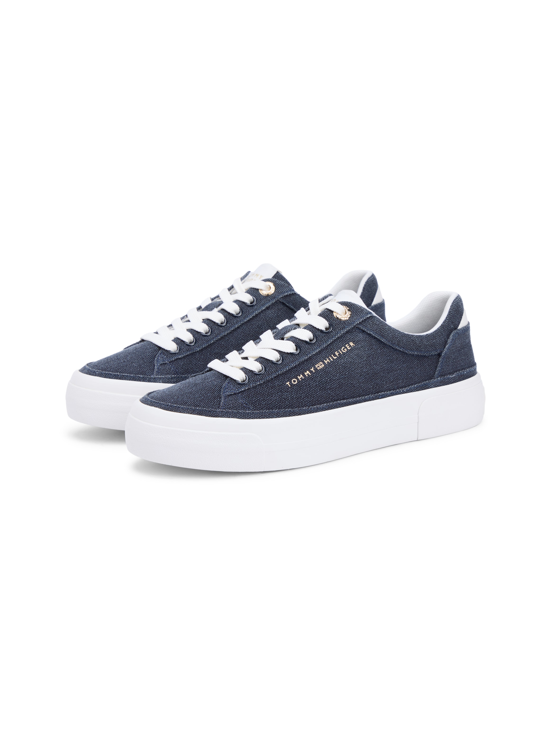Image of Tommy Hilfiger Plateausneaker "TH FOXING PLATFORM WASHED CANVAS" Freizeitschuh, Halbschuh, Schnürschuh im angesagten Jeans-Look