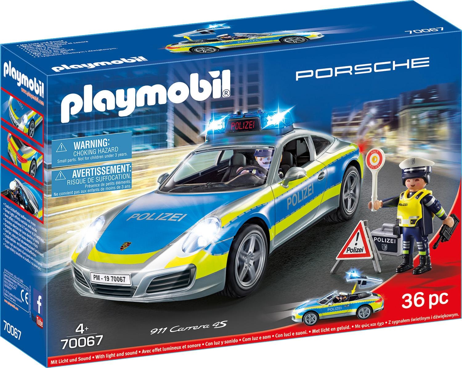 Konstruktions-Spielset »Porsche 911 Carrera 4S Polizei (70067), City Action«, (36...