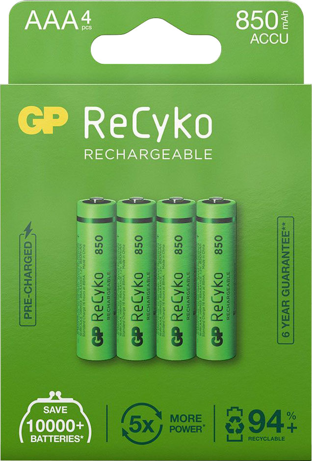 Image of GP Batteries Akku »AAA Akku GP NiMH 850 mAh ReCyko 1,2V 4 Stück«, AAA, 850 mAh bei Ackermann Versand Schweiz