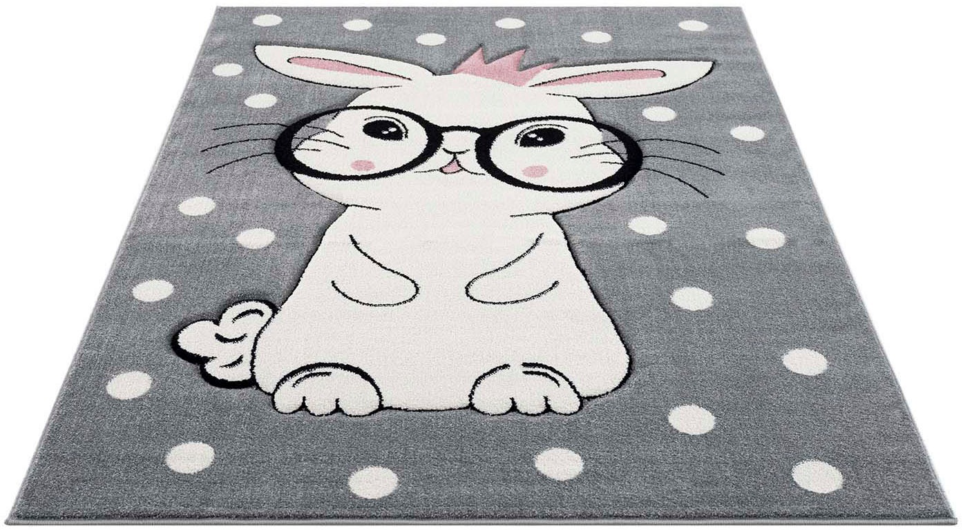 Image of Carpet City Kinderteppich »Bueno 9377«, rechteckig, 11 mm Höhe, Spielteppich, Hase, Gepunktet, 3D-Effekt, Weich, Pflegeleicht, Kinderzimmer bei Ackermann Versand Schweiz
