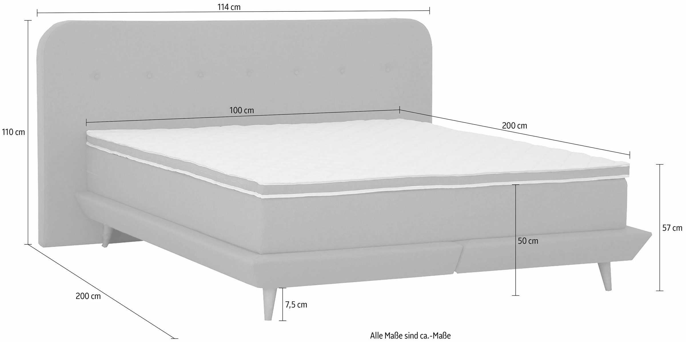 Home affaire Boxspringbett »Premium« Steppung mit Knopfheftung, inkl. Topper