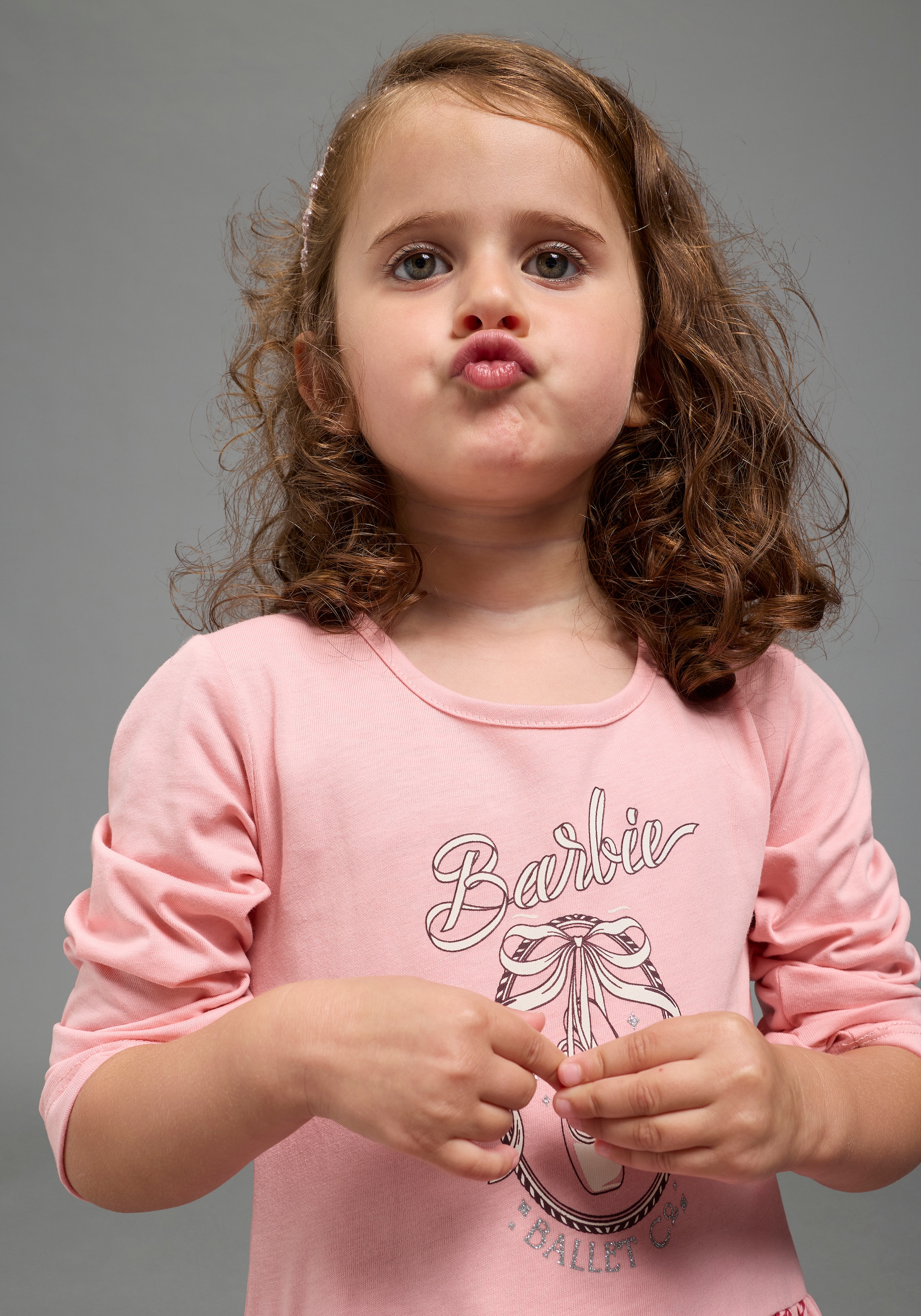 KIDSWORLD Jerseykleid »BARBIE Glitzerdruck Kleid, Mattel« BARBIE Nussknacker Shirtkleid mit Glitzerdruck, kniefrei