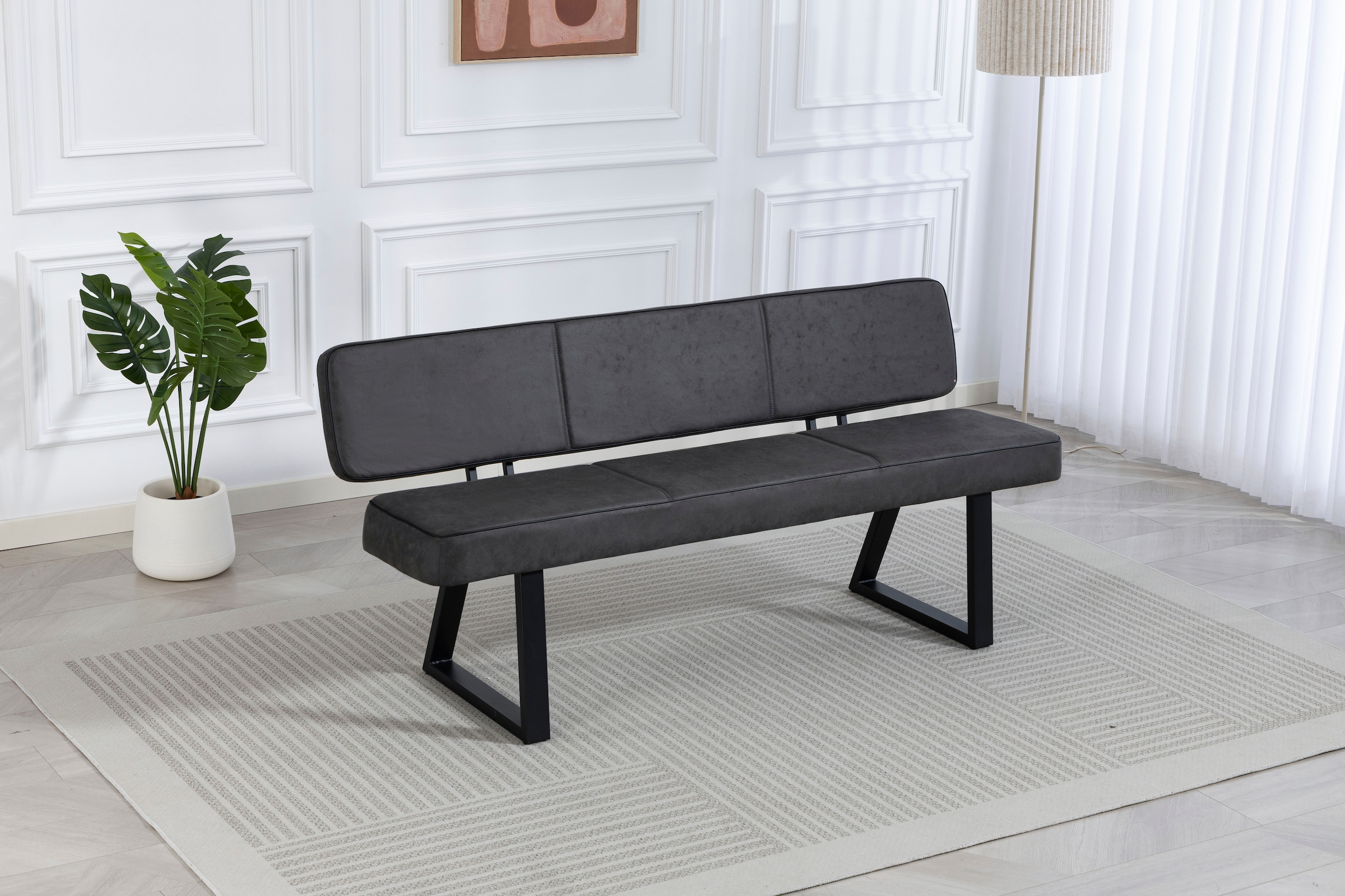 Duo Collection Banc »Tara Bank mit Rückenlehne« revêtement microfibre de haute qualité, avec ressorts ensachés, supporte jusqu'à 260 kg
