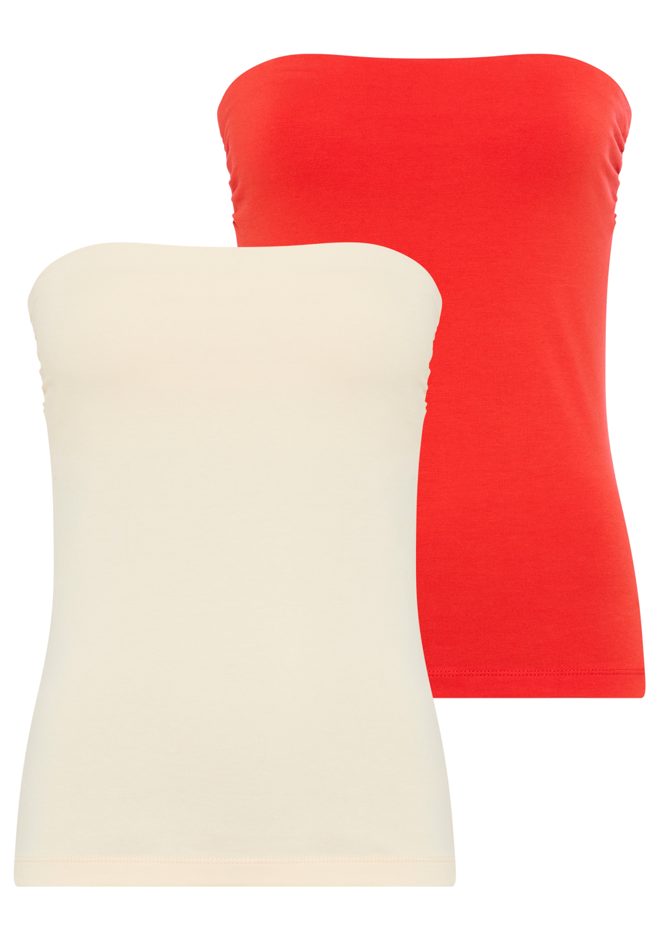 Melrose Top en bandeau 2er-Pack,  mit Raffung an der Naht, durchgestepptes Rumpfabschluss