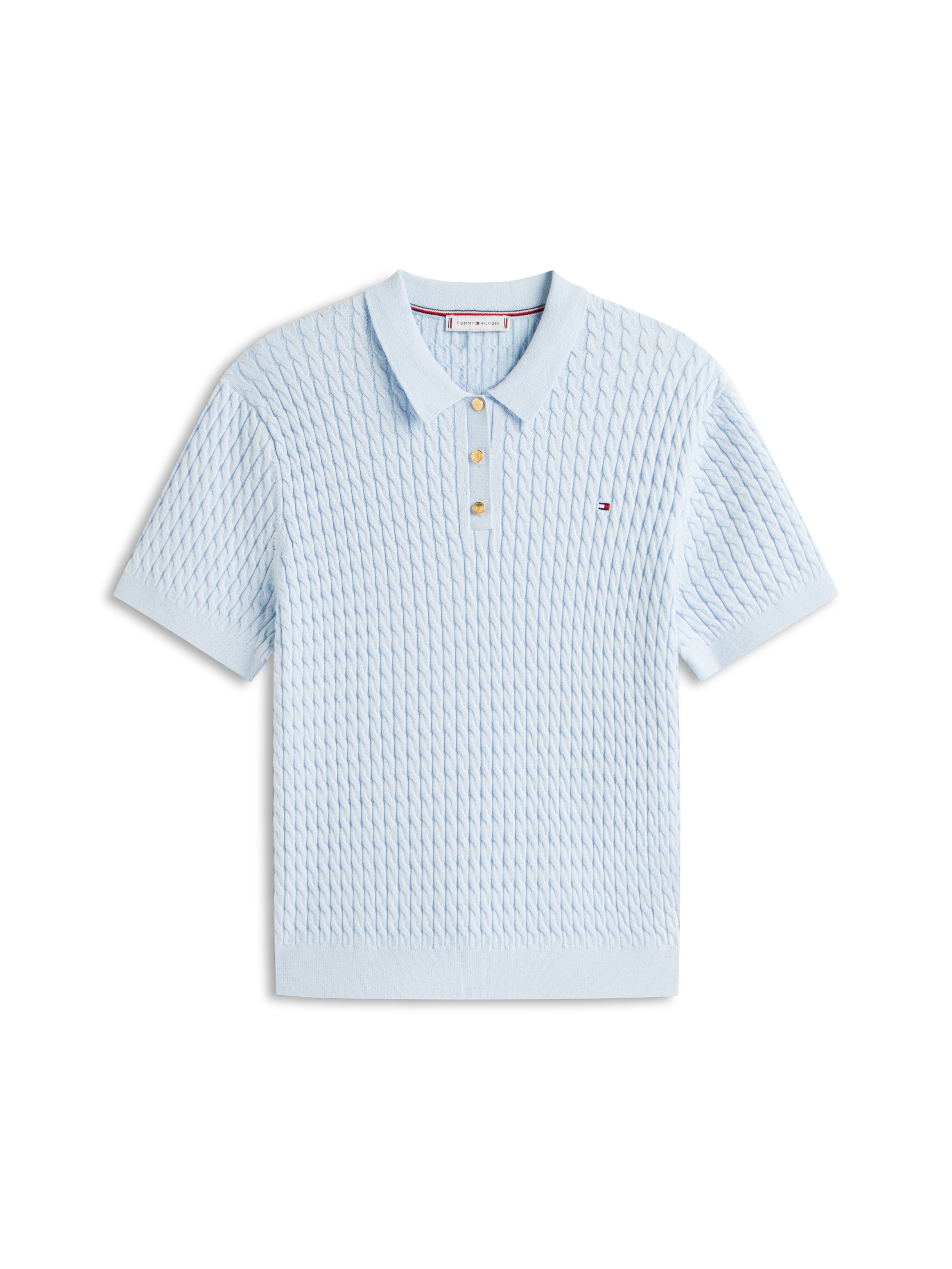 Tommy Hilfiger Curve Pull à col polo »CRV CO CABLE FINE GG POLO S/S« en grandes tailles, avec motif torsadé