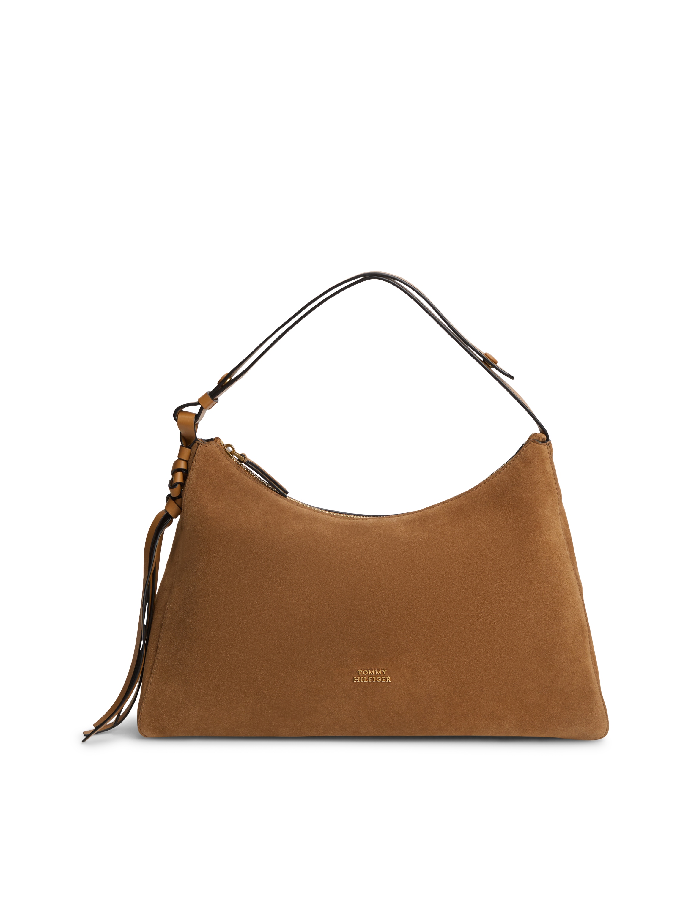 Image of Tommy Hilfiger Schultertasche "TH STATEMENT SHOULDER BAG SUEDE" Damen Umhängetasche, Handtasche mit Logoschriftzug