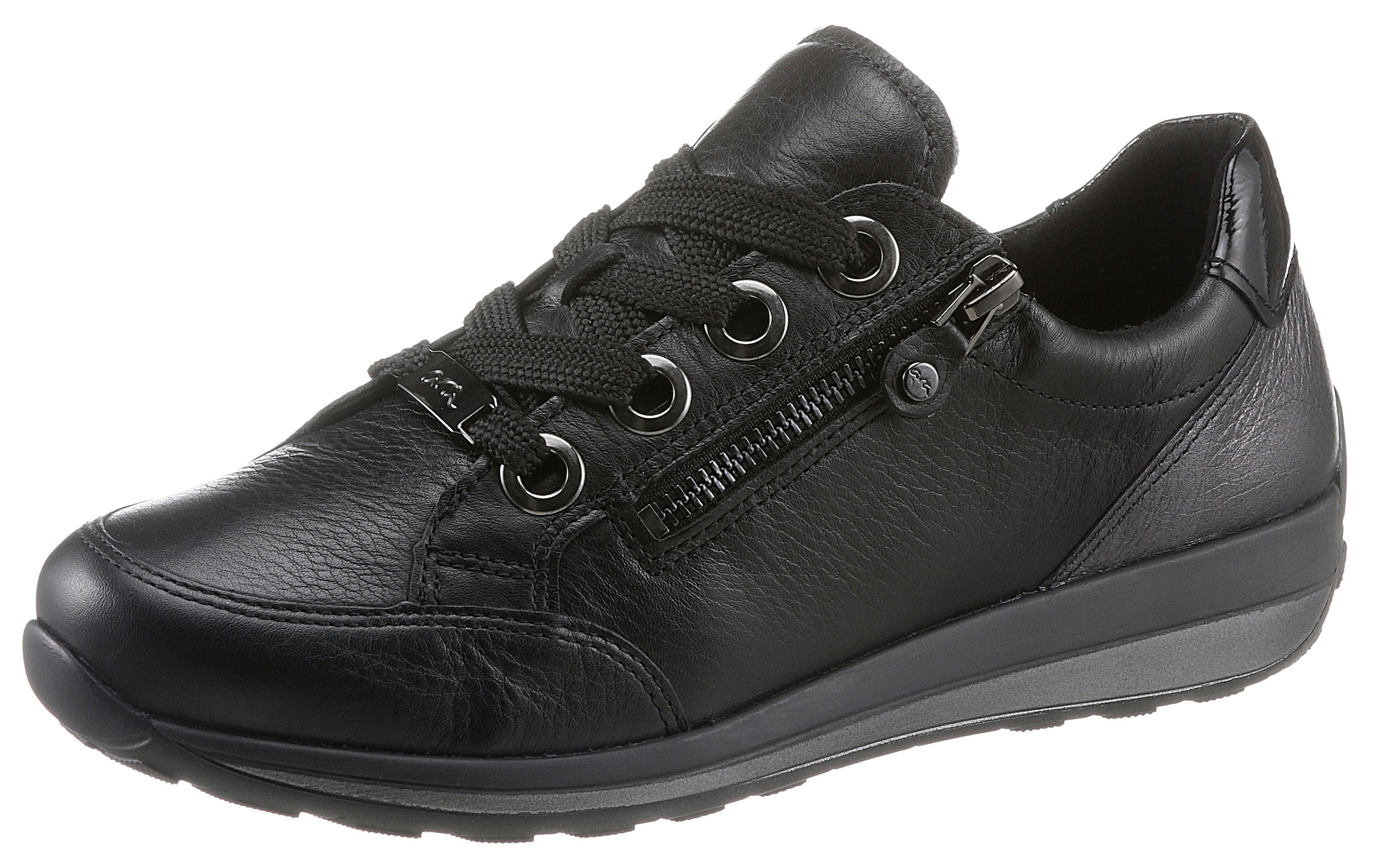Ara, Unisex, Sneaker »OSAKA« Schaftrandpolsterung, G-Weite, Freizeitschuh, Halbschuh, Schnürschuh, schwarz, anthrazit, 7,5 (41), Mit Schnürung und 