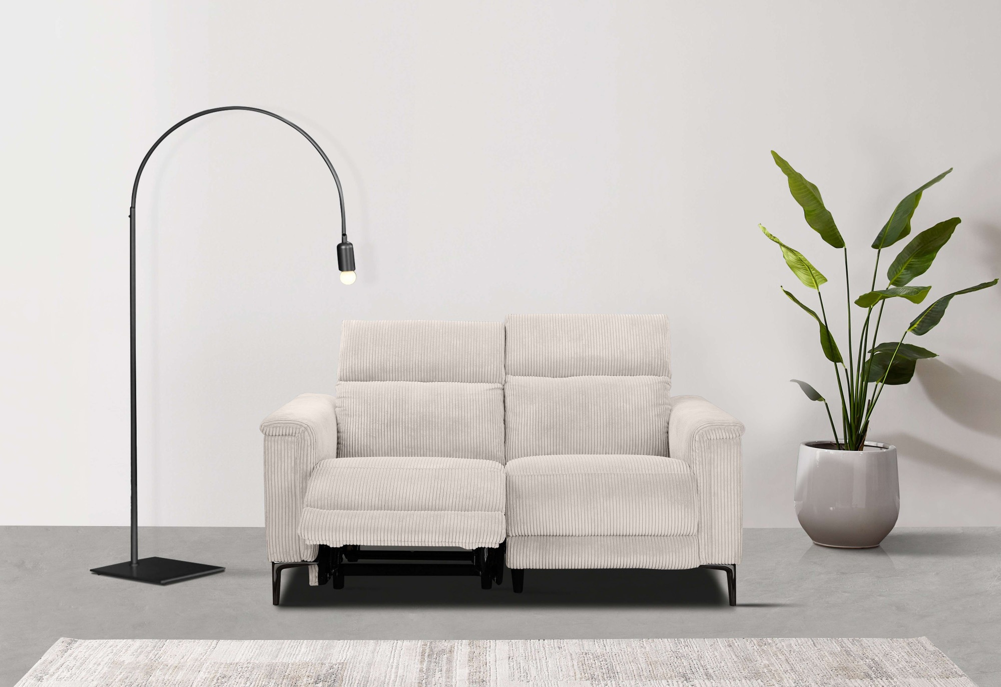 Image of GOODproduct 2-Sitzer "LUND Cord, 160 cm, manuelle o. elektrische Relaxfunktion" USB-C bei elektrischer Ausführung, mit Kopfteilverstellung