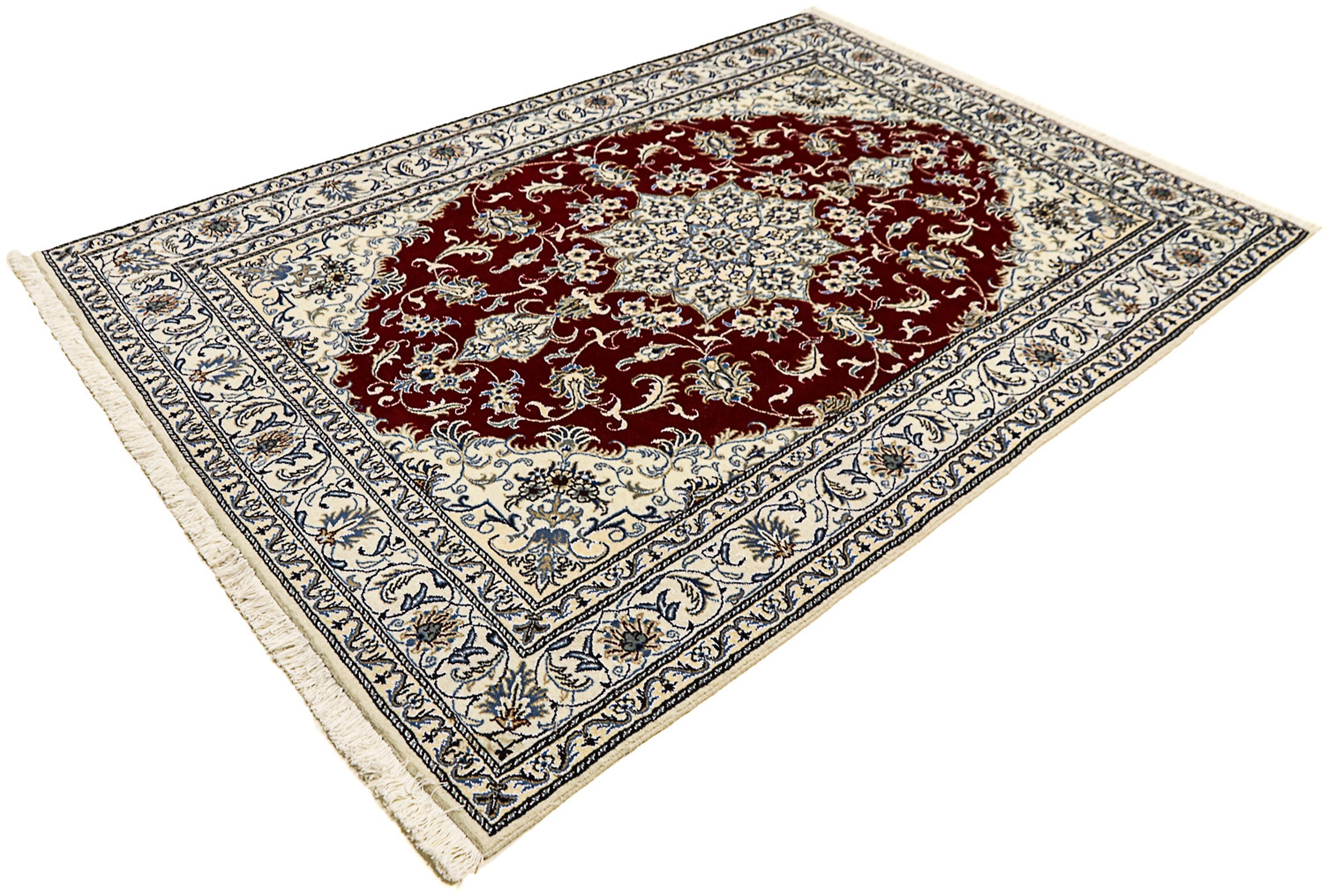 Image of morgenland Orientteppich »Perser - Nain - 238 x 165 cm - dunkelrot«, rechteckig, 12 mm Höhe, Wohnzimmer, Handgeknüpft, Einzelstück mit Zertifikat bei Ackermann Versand Schweiz