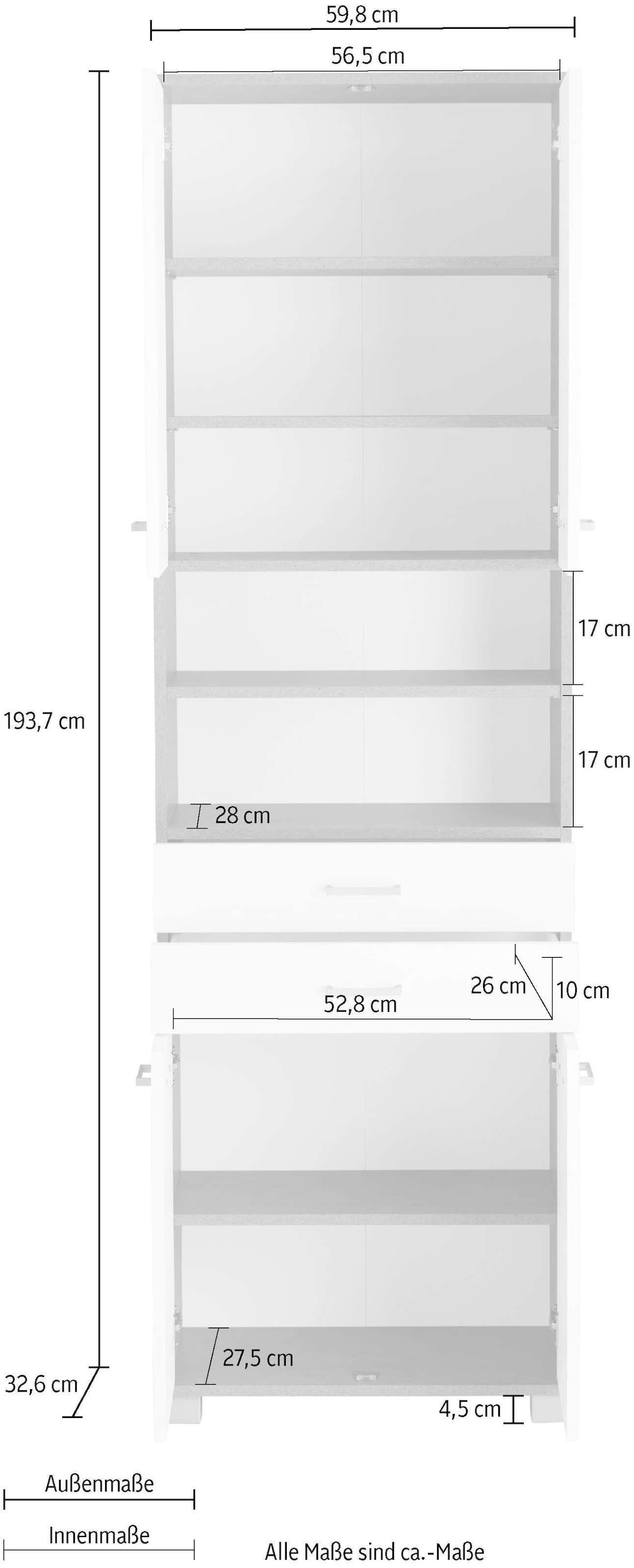 Schildmeyer Hochschrank »Mobes«, Breite/Höhe: 59,8/193,7 cm, Badschrank mit  2 breiten Schubkästen versandkostenfrei auf