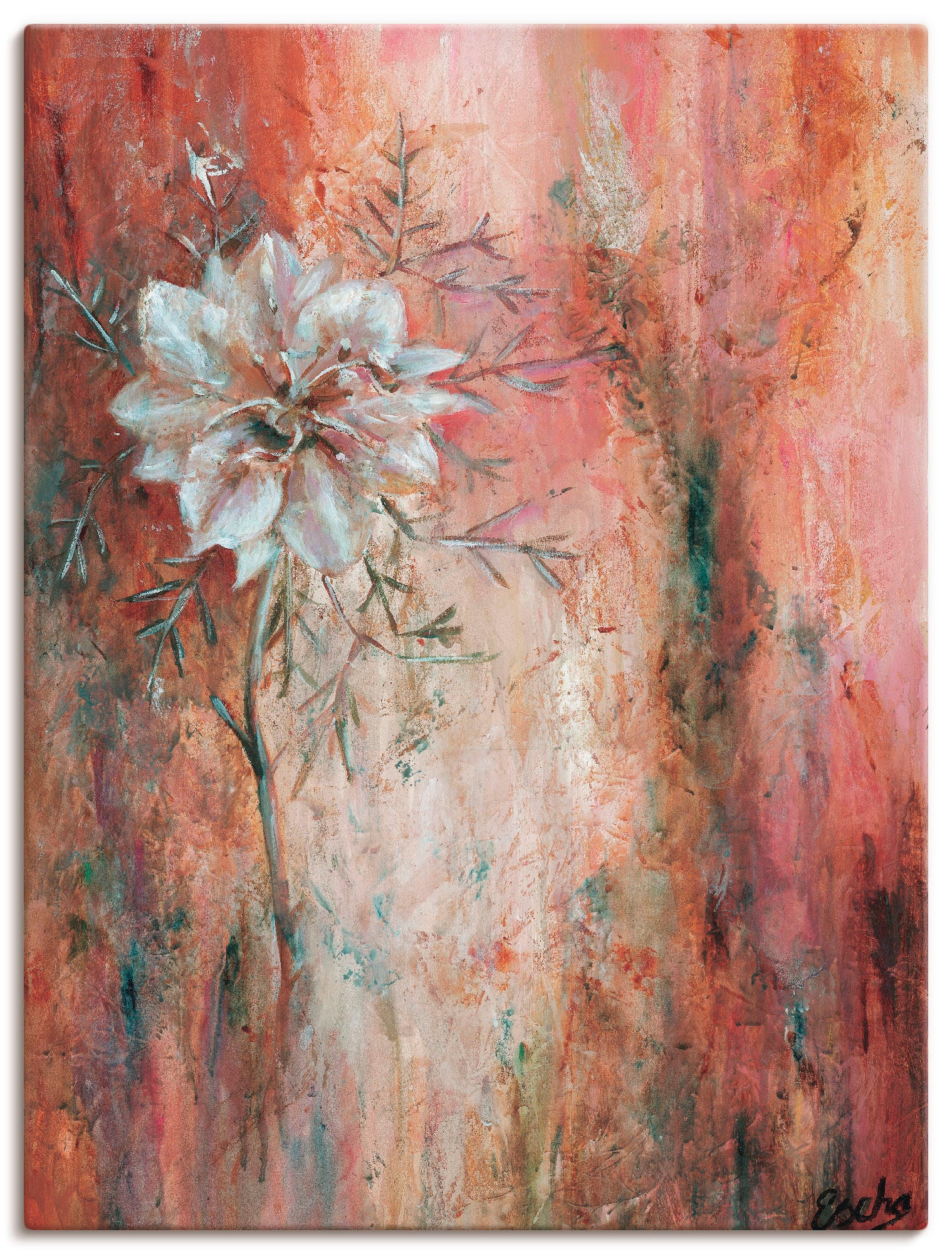 Image of Artland Leinwandbild "Schwarzkümmel I" Blumen 1 Stk. tlg. auf Holzrahmen gespannt