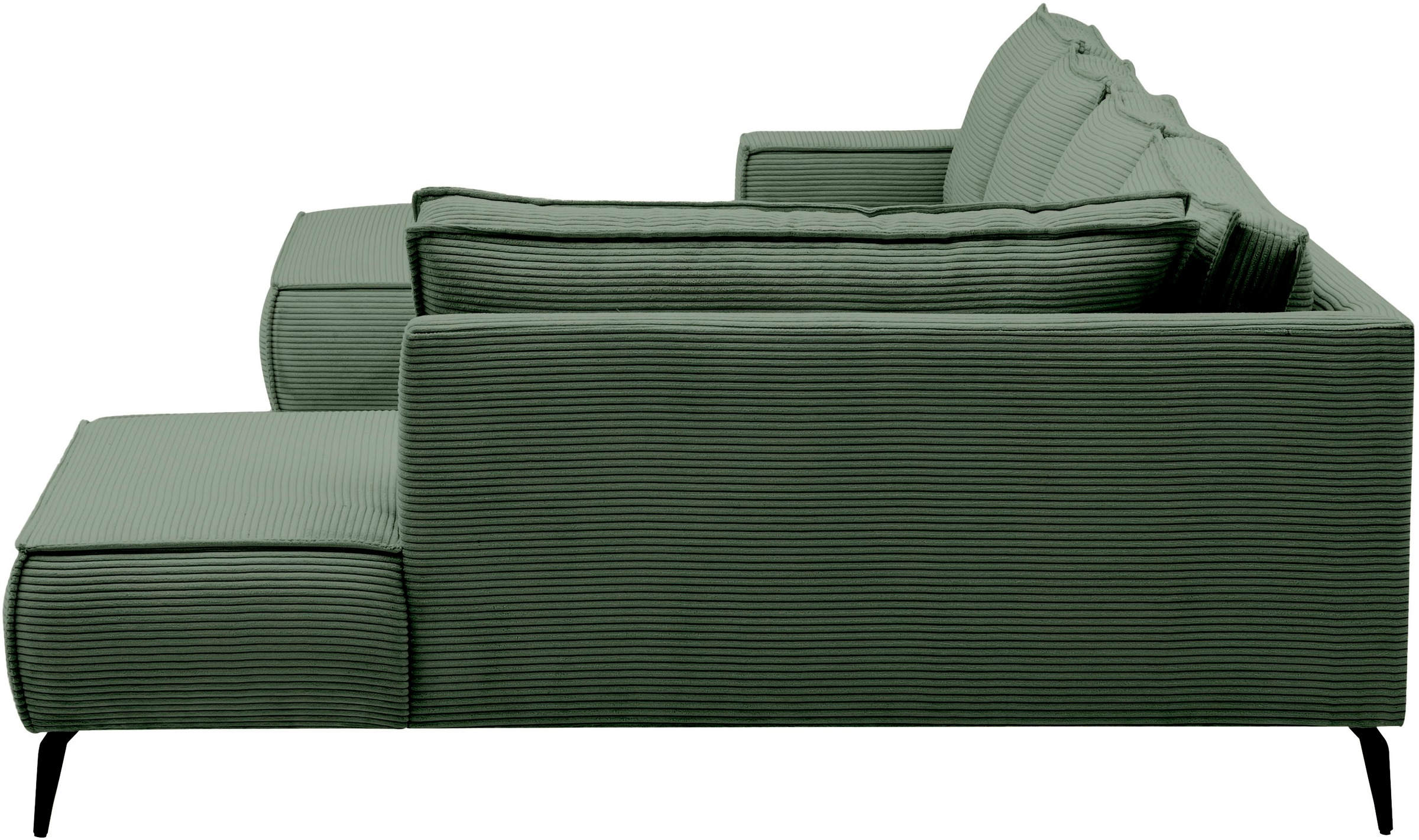 Home affaire Paysage de salon »TVINNU, moderne U-Form, Couch in Cord oder Webstoff in Leinenoptik« Recamiere rechts/links, schwarze Metallfüsse, bequeme Sitz-/Liegefläche