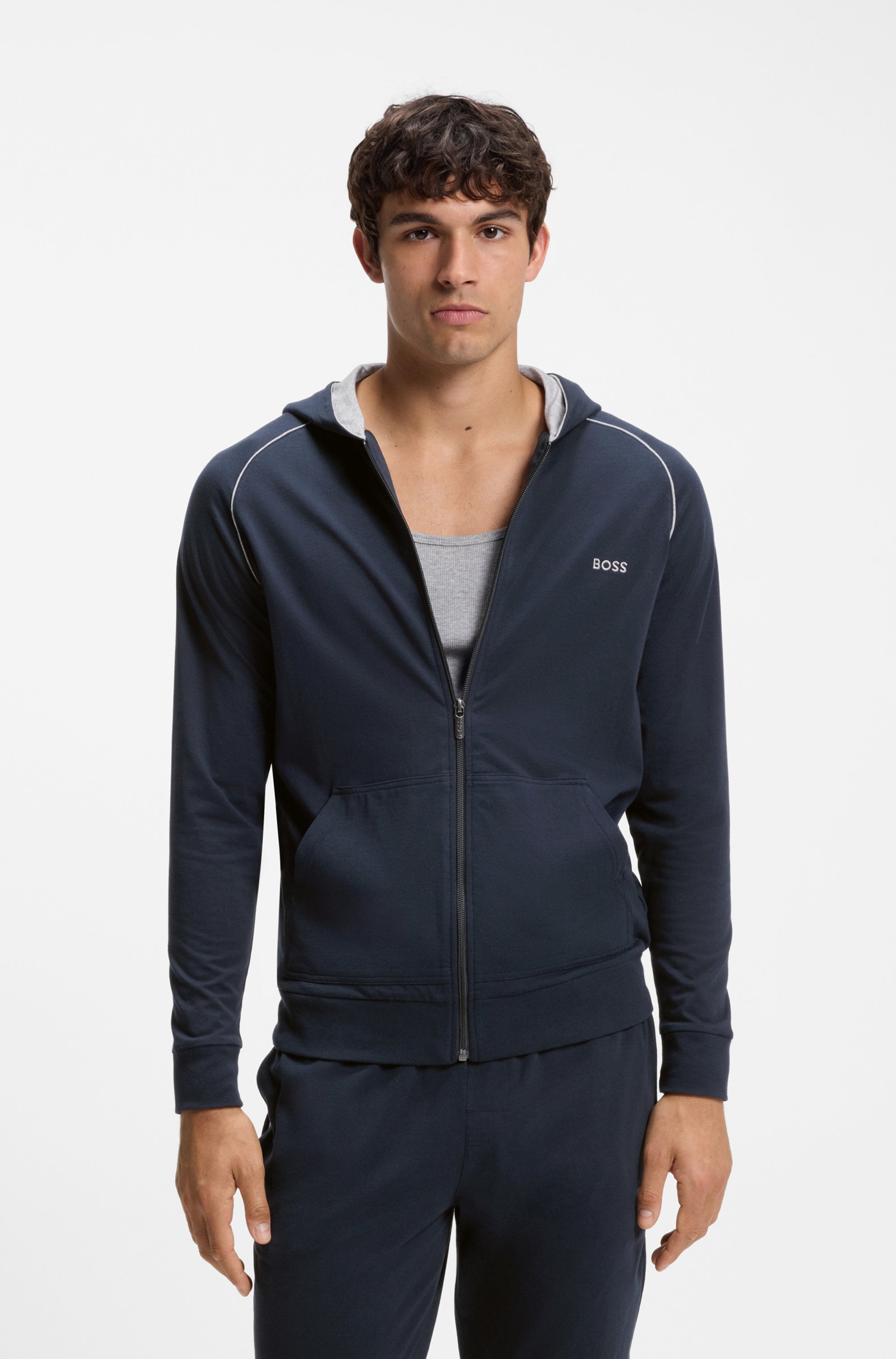 BOSS Kapuzensweatjacke »Mix&Match Jacket H« mit BOSS Stickerei auf der Brust