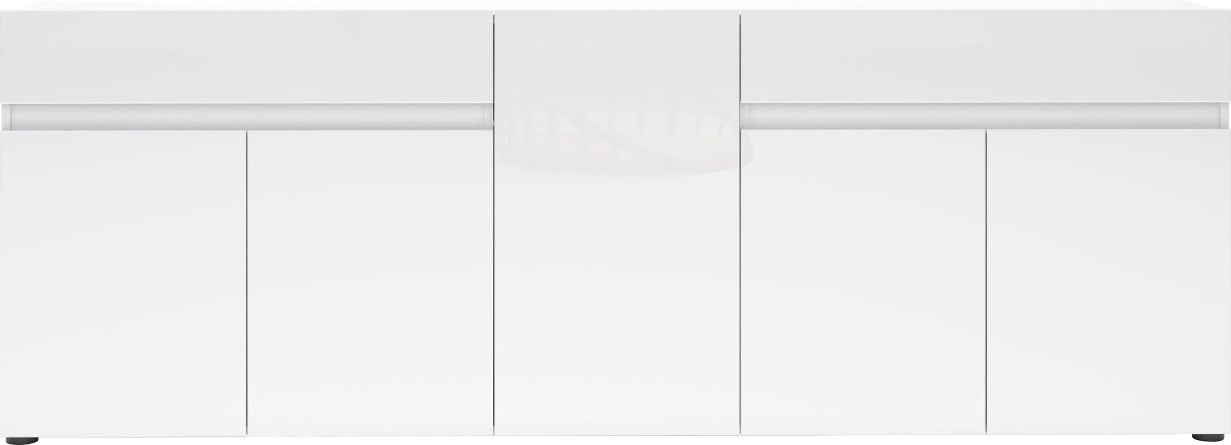 Home affaire Sideboard "MISTER, Kommode, Schrank, Anrichte, Breite 225 cm, Made in Italy" 5 Türen, 2 Schubladen, Hochglanz lackiert, 225/80 cm