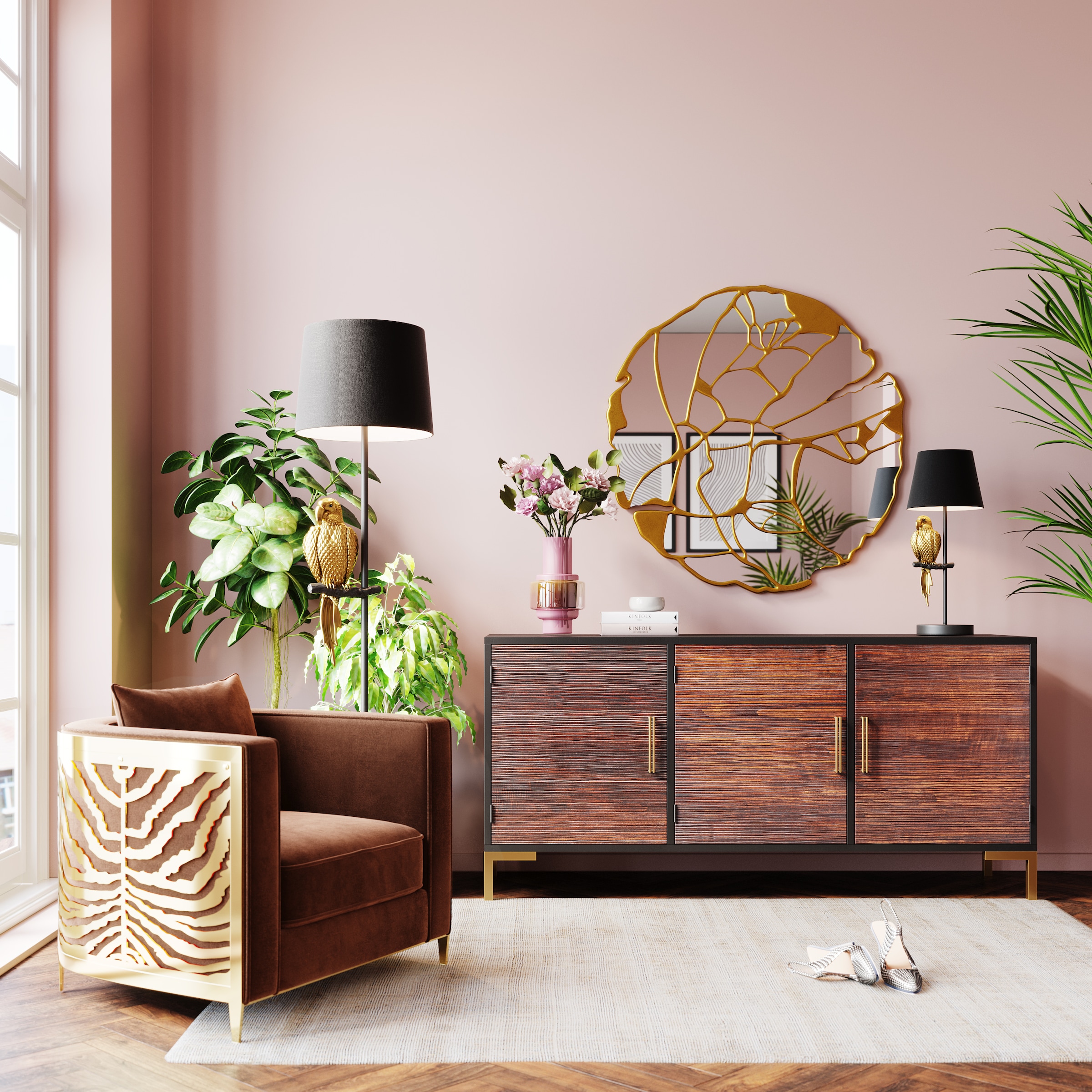 Image of Kare Design Wandspiegel "Wandspiegel Pieces Gold Ø100cm"